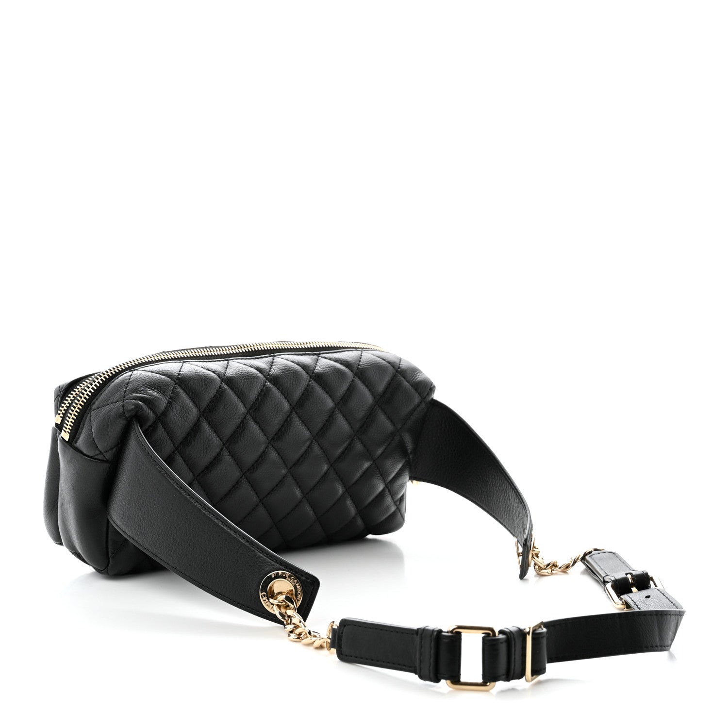 Calfskin Quilted Waist Bag Black — view 3