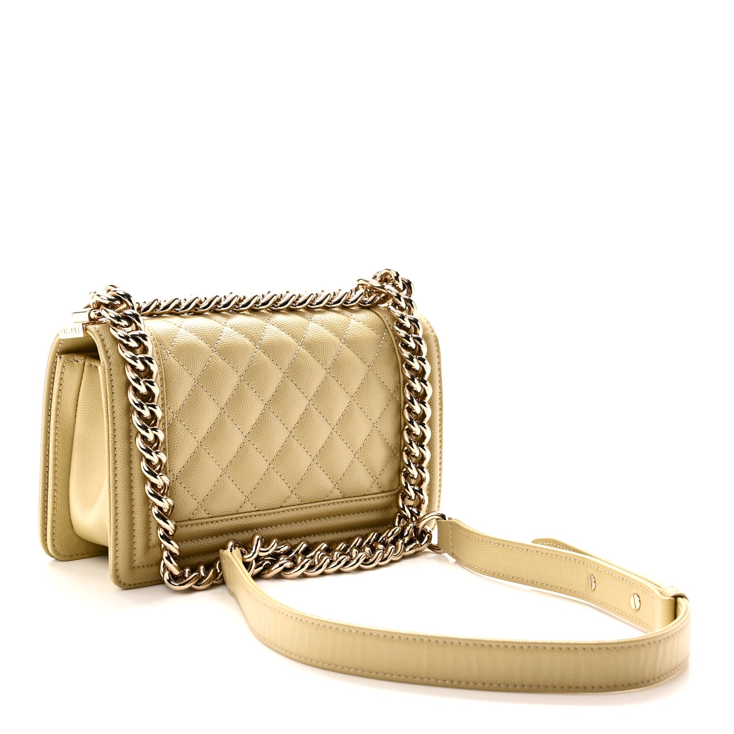 Caviar Quilted Small Boy Flap Beige — view 3