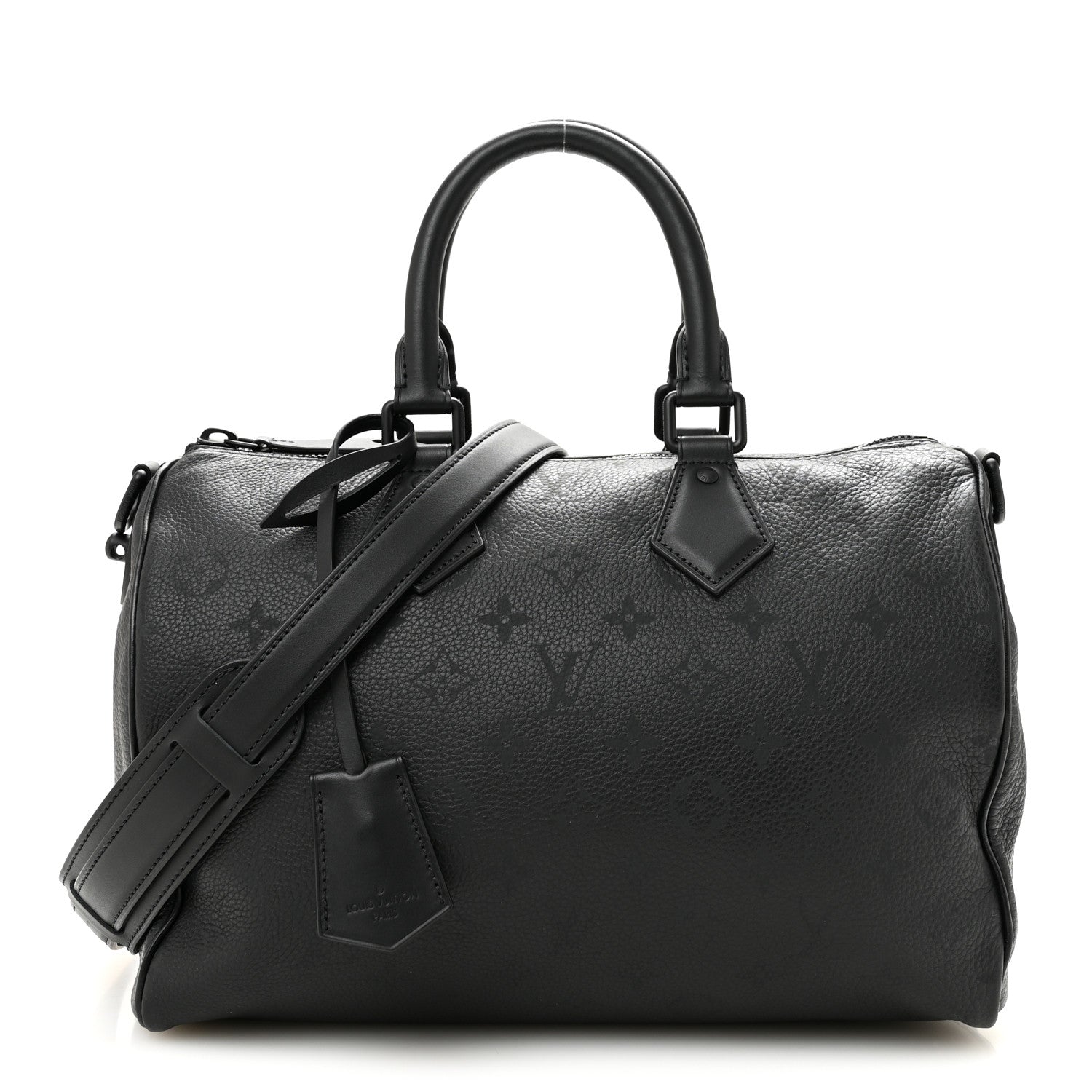 Calfskin Monogram Speedy P9 Bandouliere 30 Ultra Black