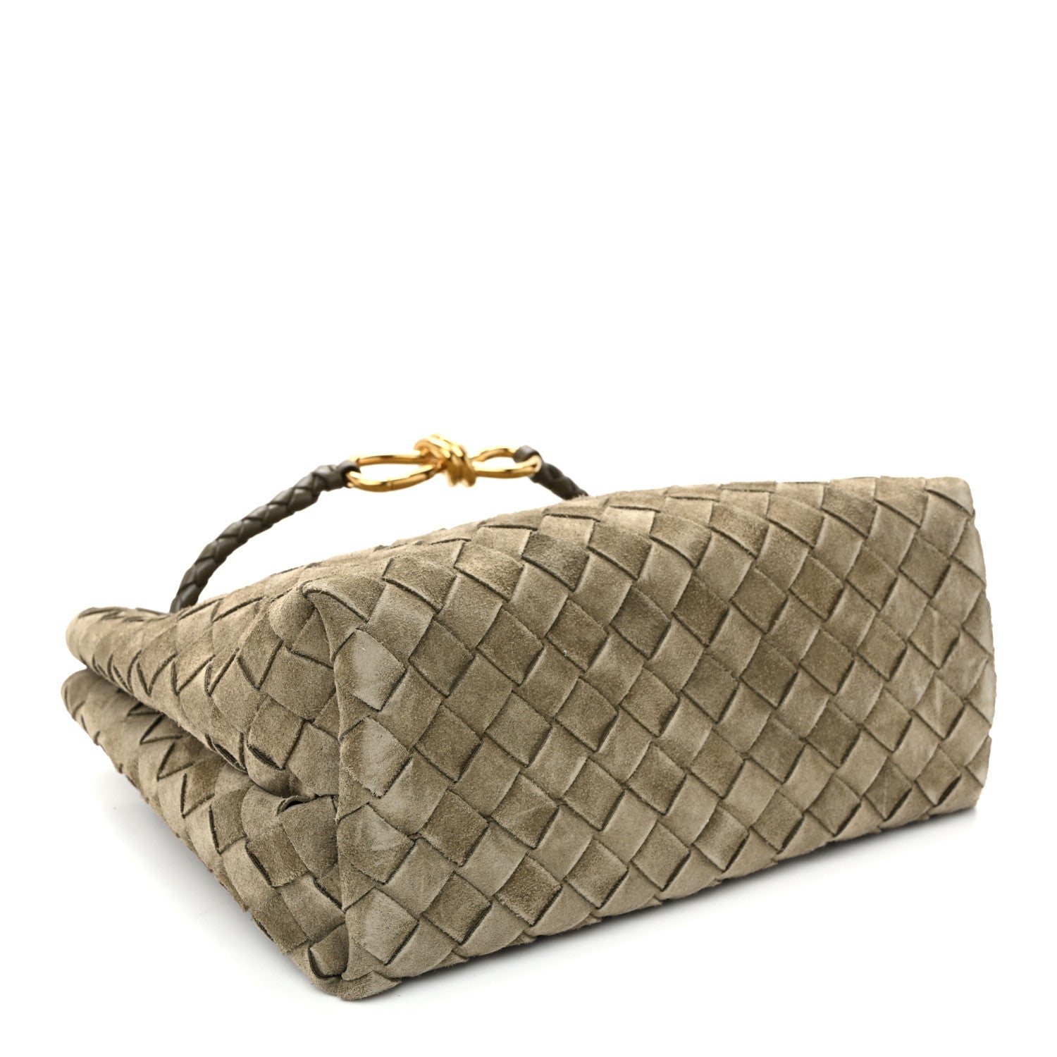 Suede Intrecciato Small Andiamo Shoulder Bag Cypress — view 4