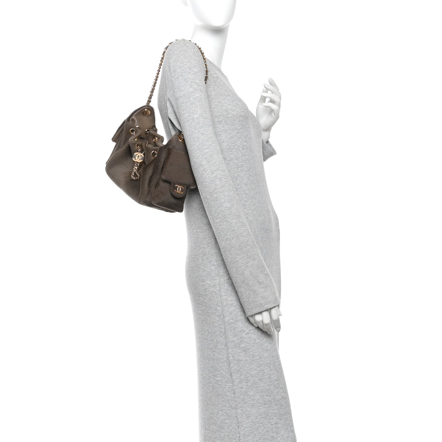 Pony Hair Mini Chanel 25 Handbag Dark Khaki — view 2