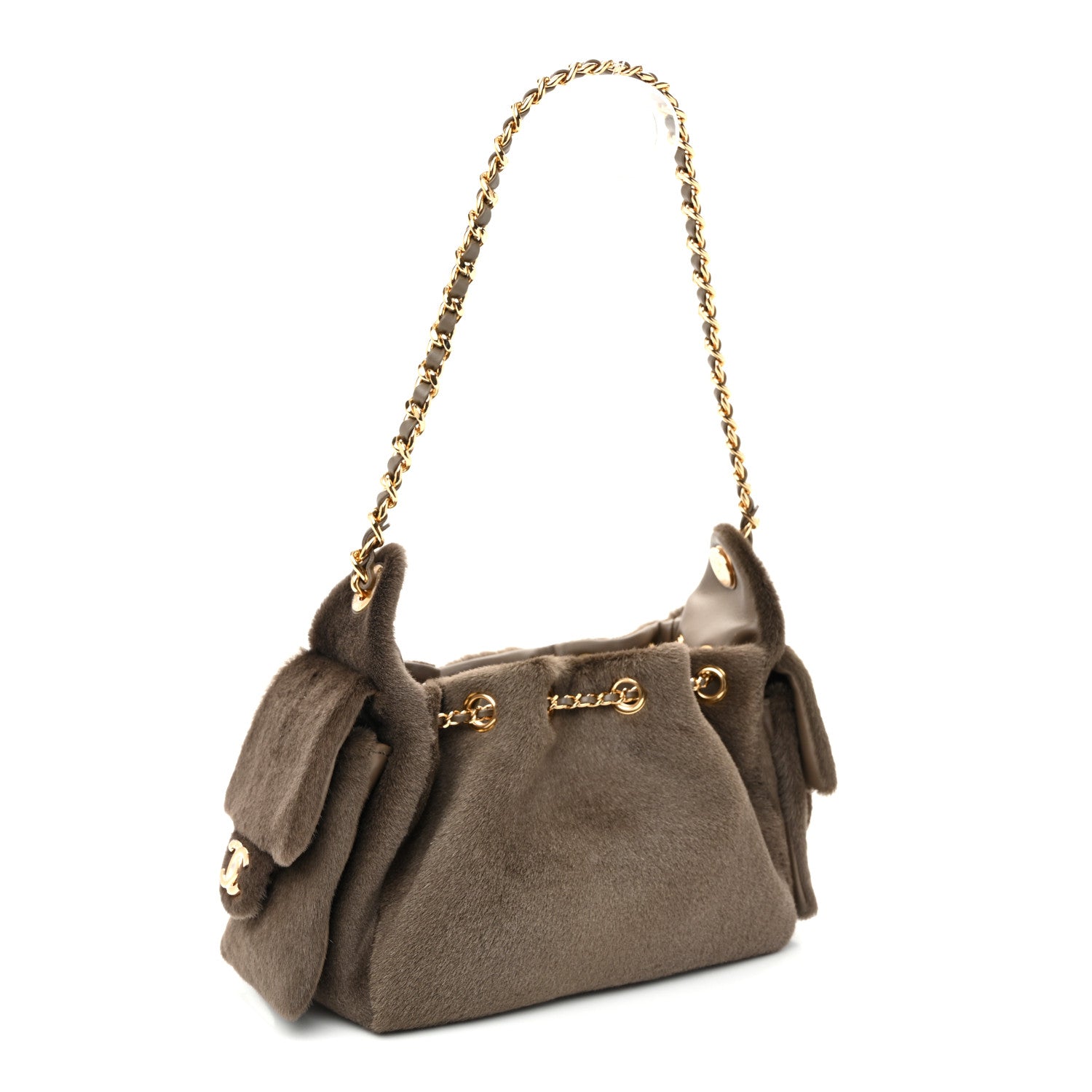 Pony Hair Mini Chanel 25 Handbag Dark Khaki — view 3