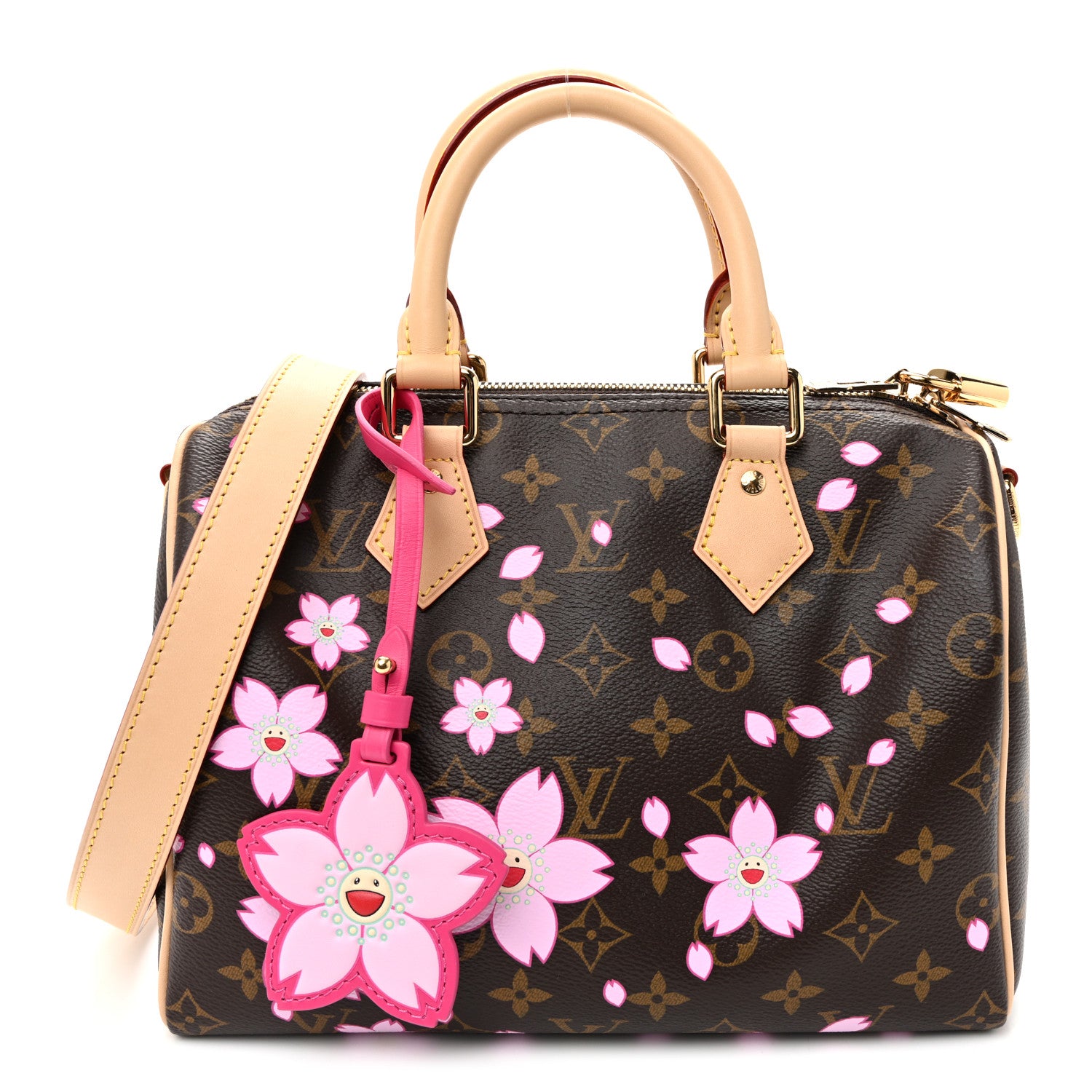 LV X TM Monogram Cherry Blossom Speedy Bandouliere 25 Sakura Brown