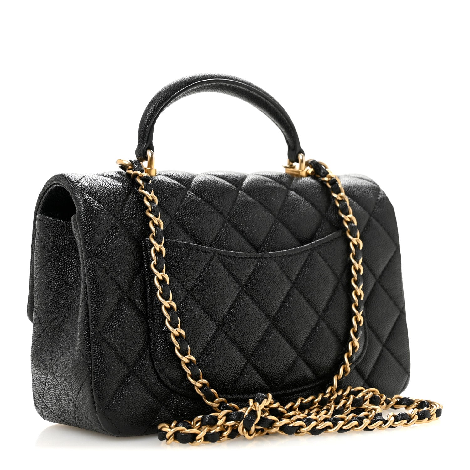 Caviar Quilted Mini Top Handle Rectangular Flap Black — view 3