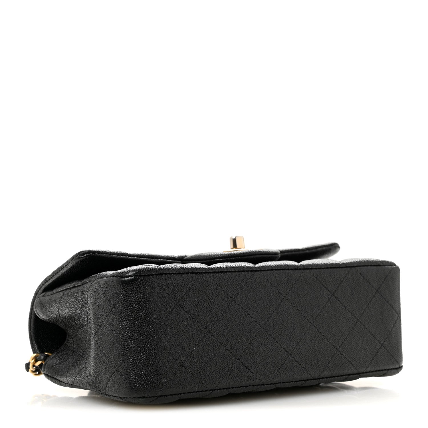 Caviar Quilted Mini Top Handle Rectangular Flap Black — view 4