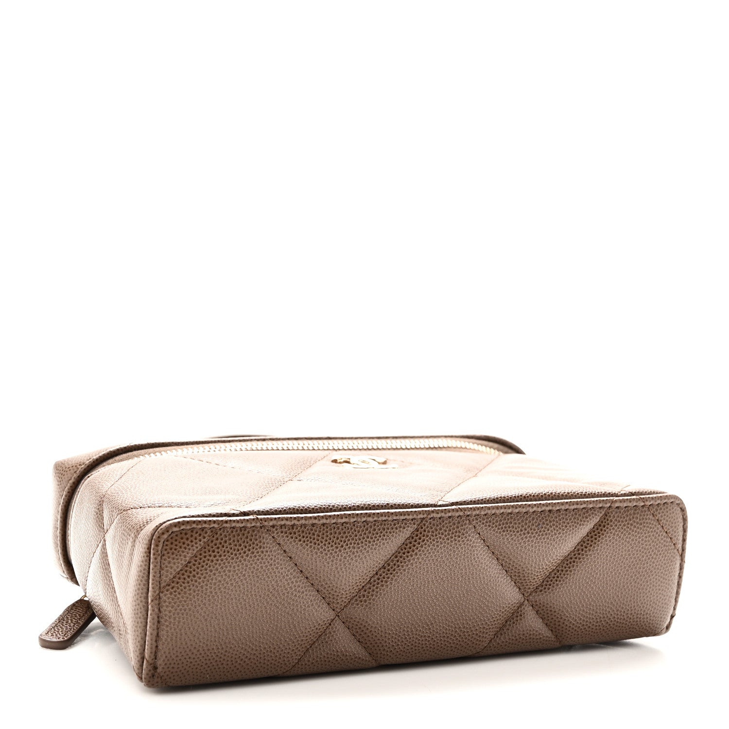 Caviar Quilted Top Handle Slim Vanity With Chain  Light Brown — view 4