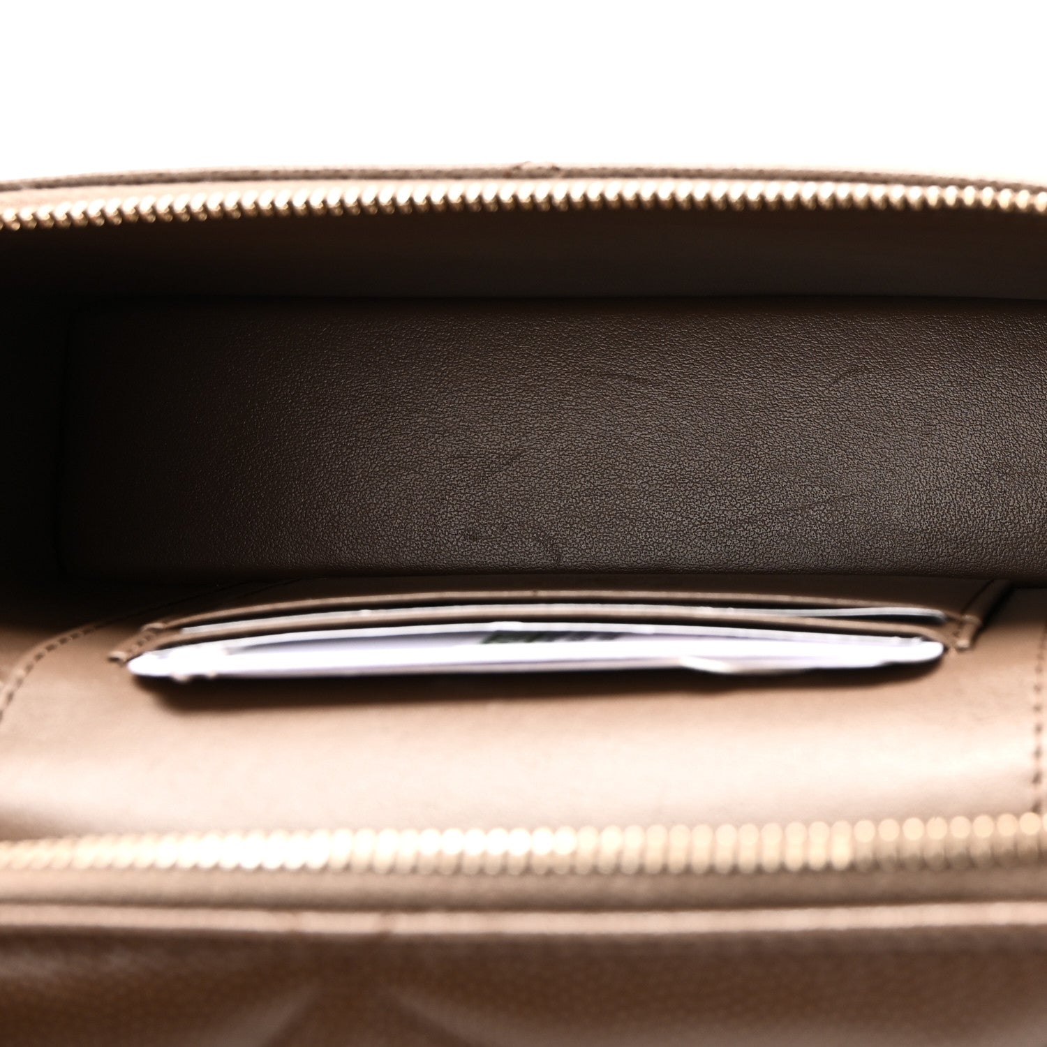 Caviar Quilted Top Handle Slim Vanity With Chain  Light Brown — view 5