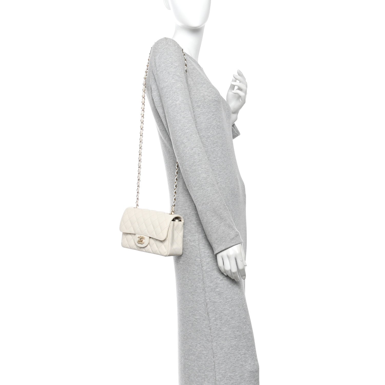 Caviar Quilted Mini Rectangular Flap White — view 2
