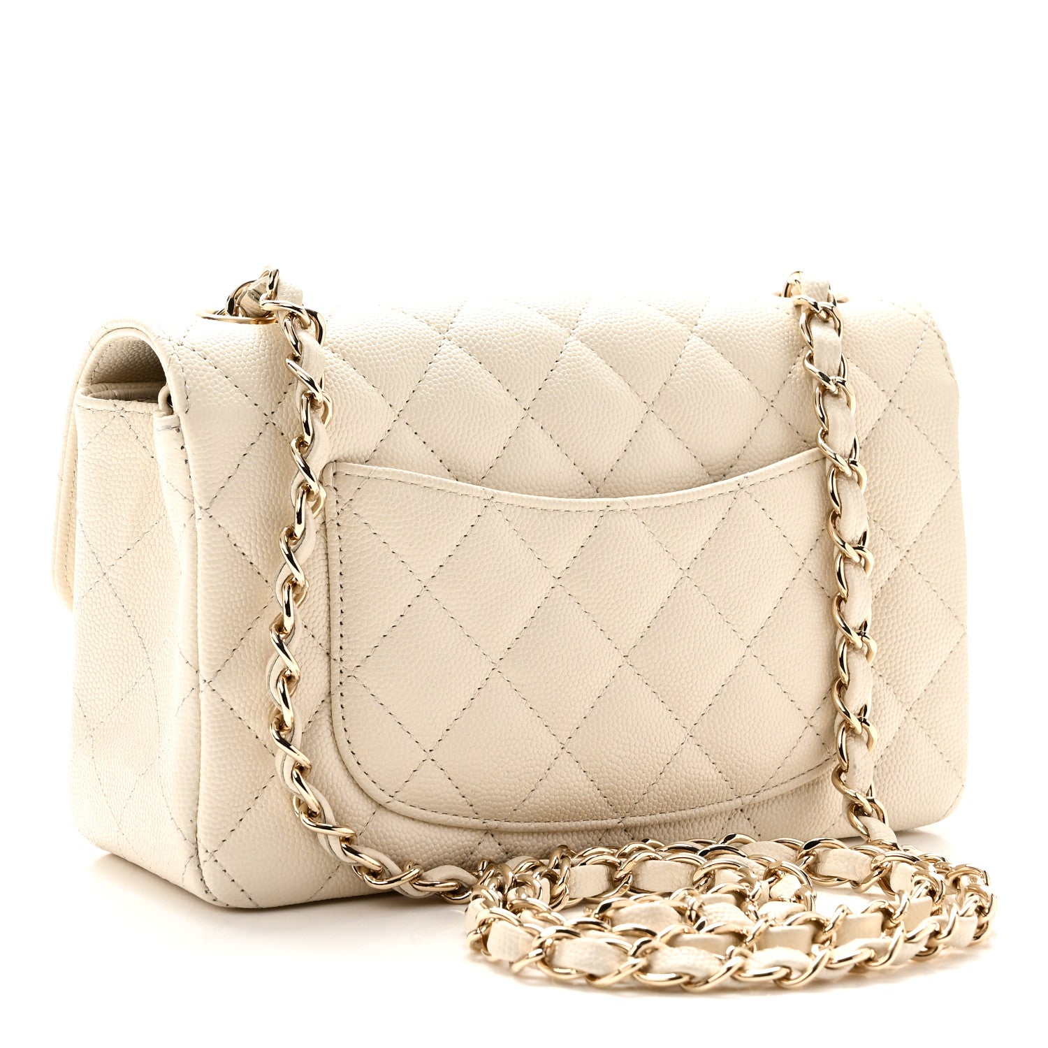 Caviar Quilted Mini Rectangular Flap White — view 3