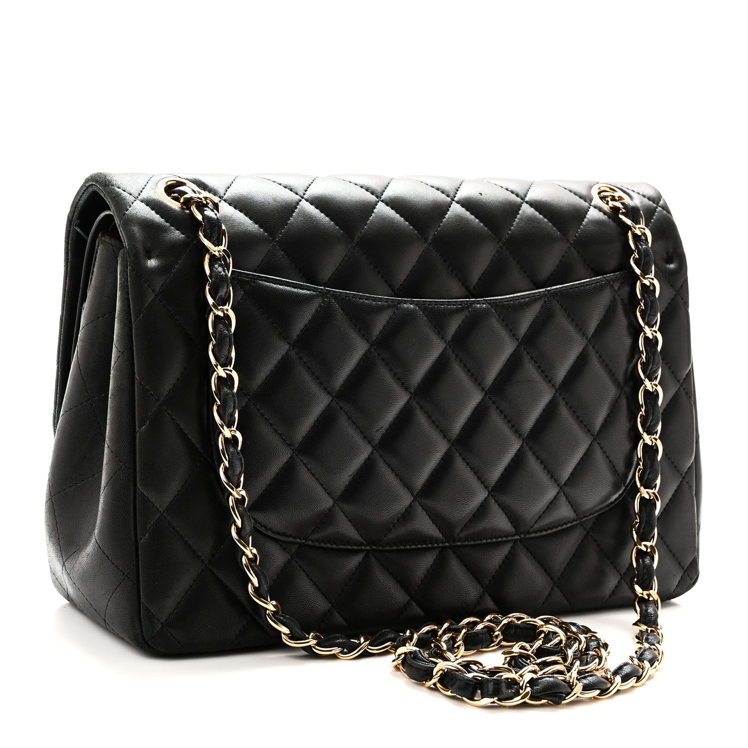Lambskin Quilted Jumbo Double Flap Black — view 3