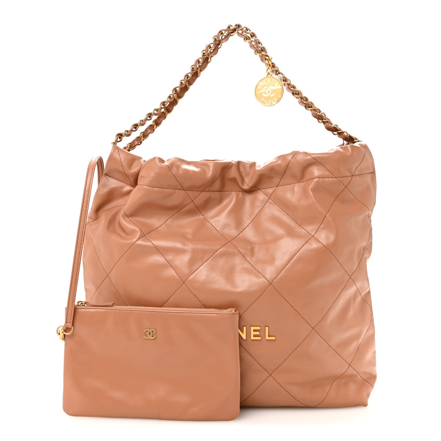 Shiny Calfskin Quilted Chanel 22 Camel — view 3