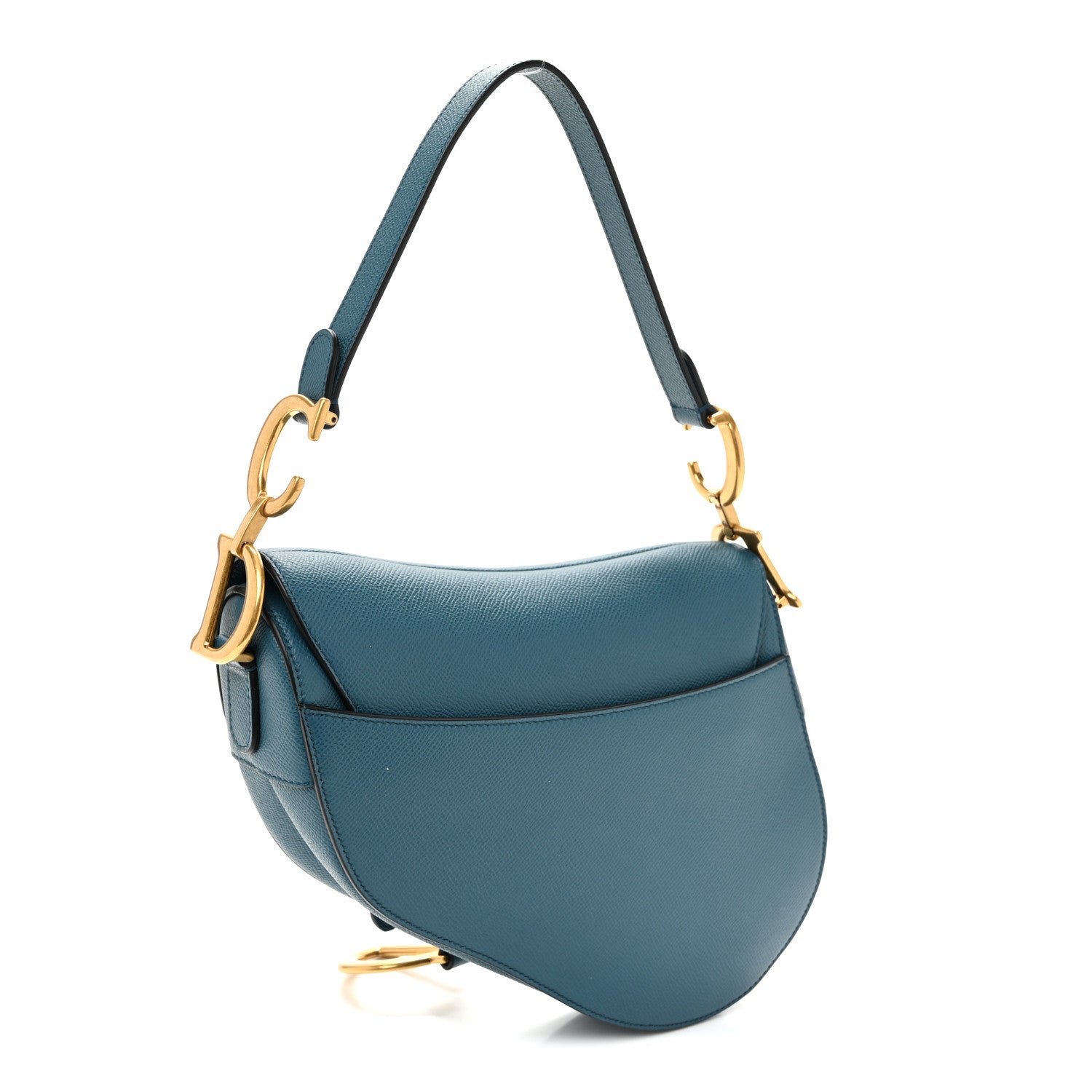 Grained Calfskin Saddle Bag Steel Blue — view 3