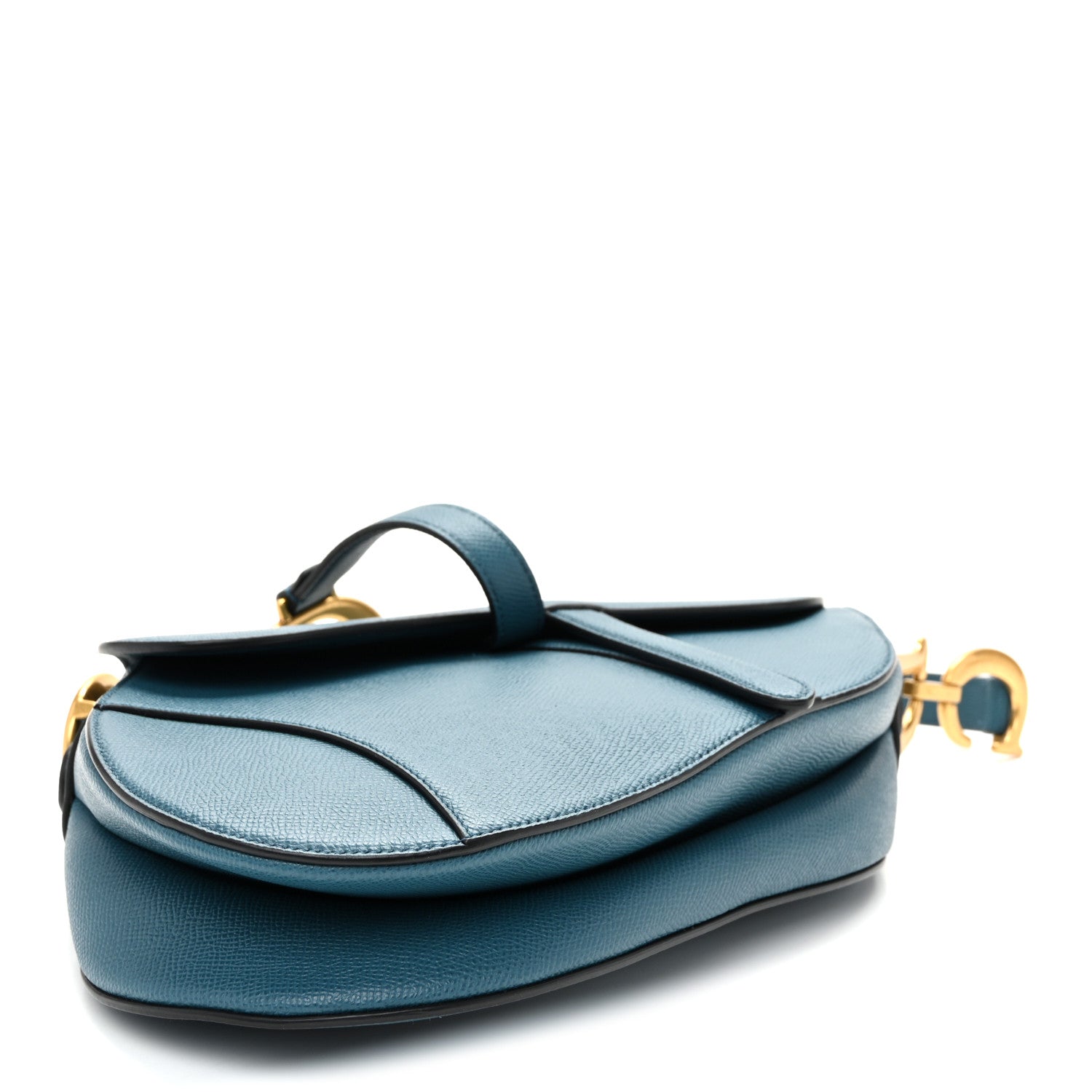 Grained Calfskin Saddle Bag Steel Blue — view 4