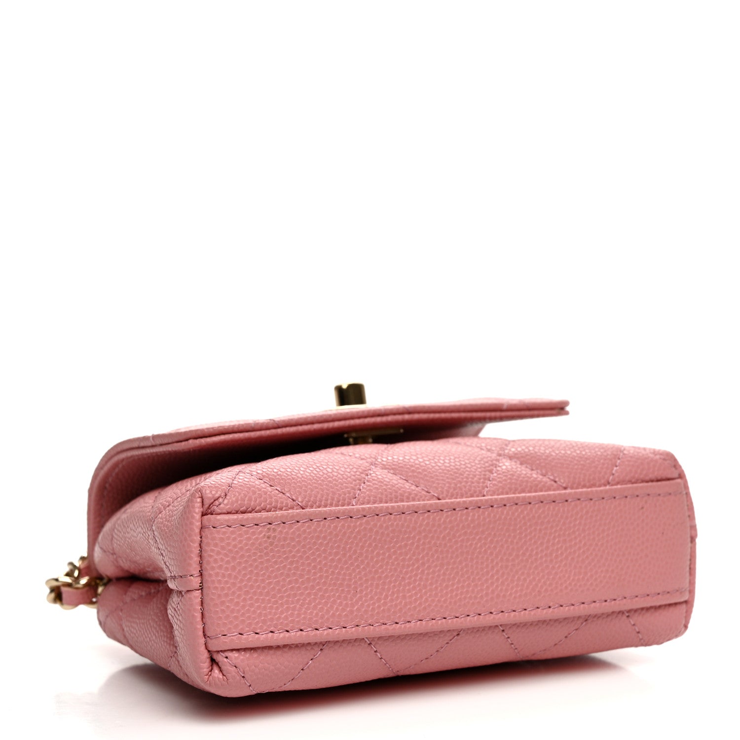 Caviar Quilted Nano Coco Handle Clutch With Chain Pink — view 4