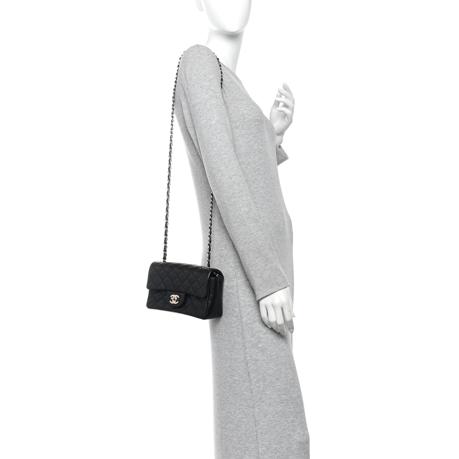 Lambskin Quilted Mini Rectangular Flap Black — view 2