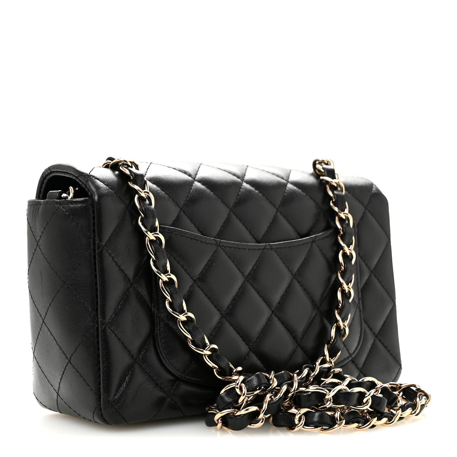 Lambskin Quilted Mini Rectangular Flap Black — view 3