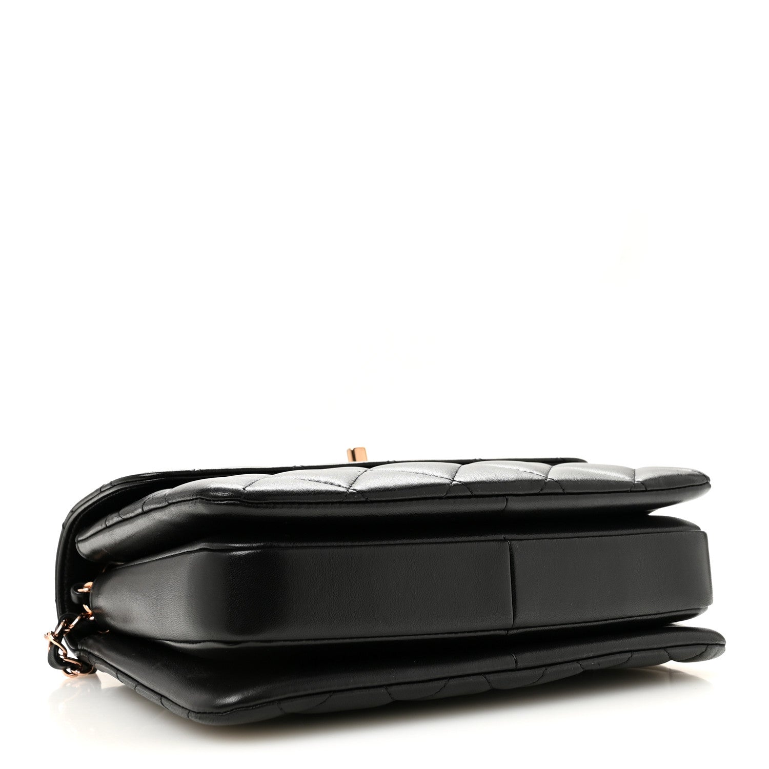 Lambskin Quilted Small Trendy CC Dual Handle Flap Bag Black — view 4