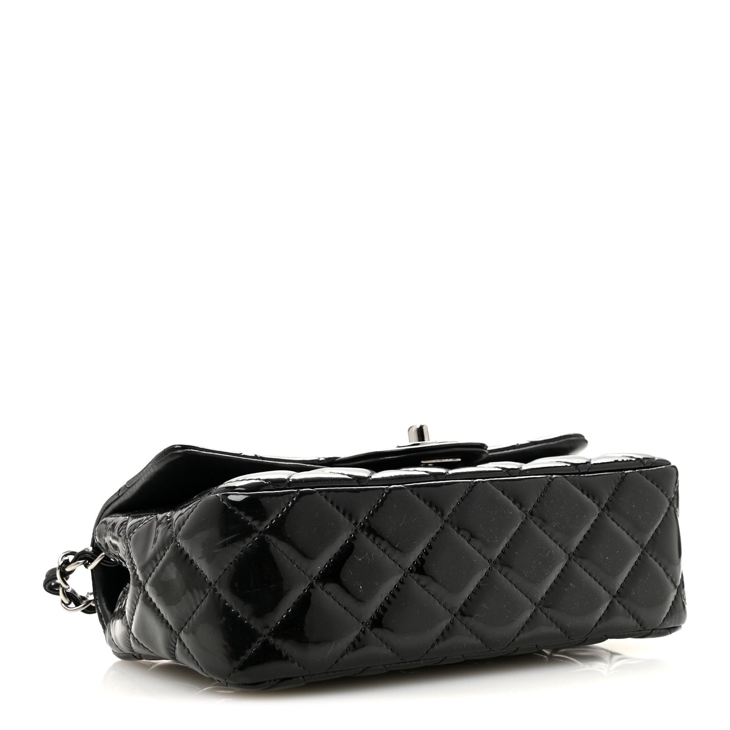 Patent Calfskin Quilted Mini Rectangular Flap Black — view 3