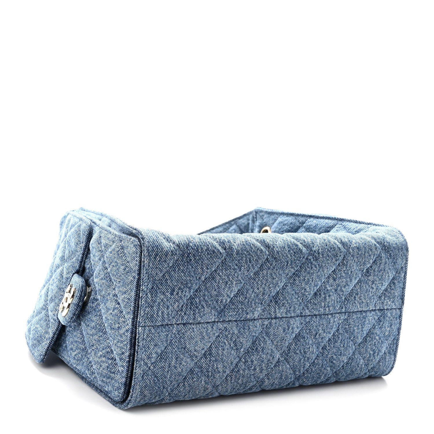 Denim Quilted Small Chanel 25 Handbag Blue — view 4
