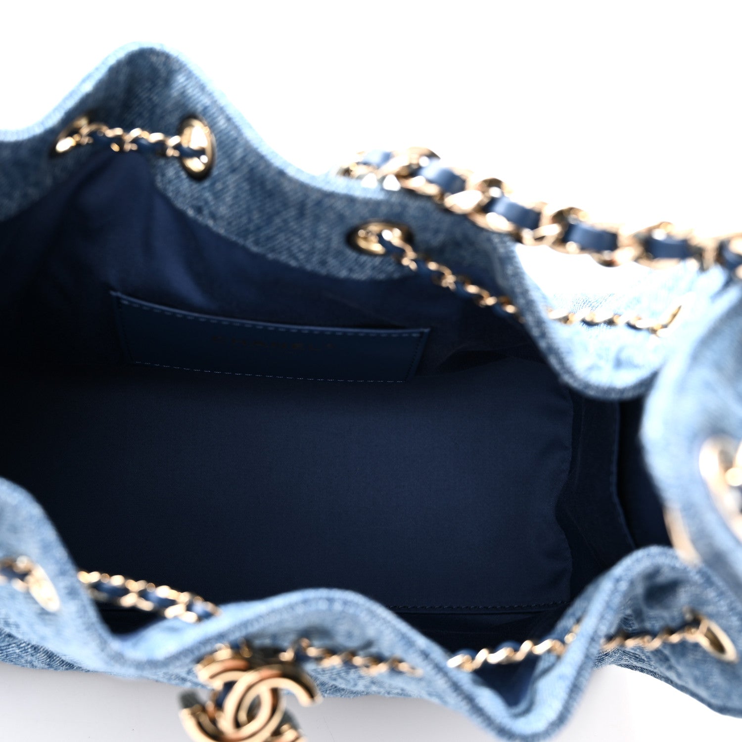 Denim Quilted Small Chanel 25 Handbag Blue — view 5