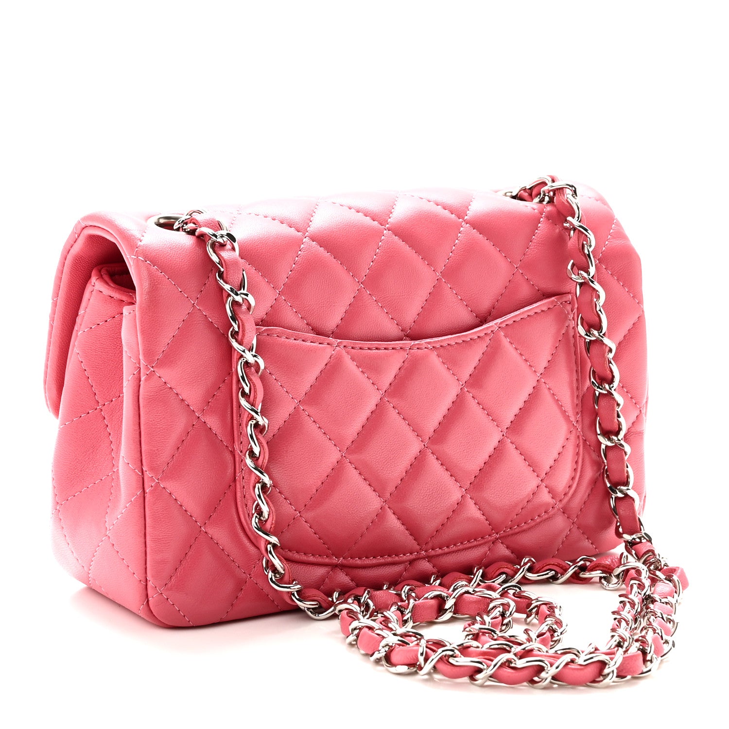Lambskin Quilted Mini Rectangular Flap Pink — view 3