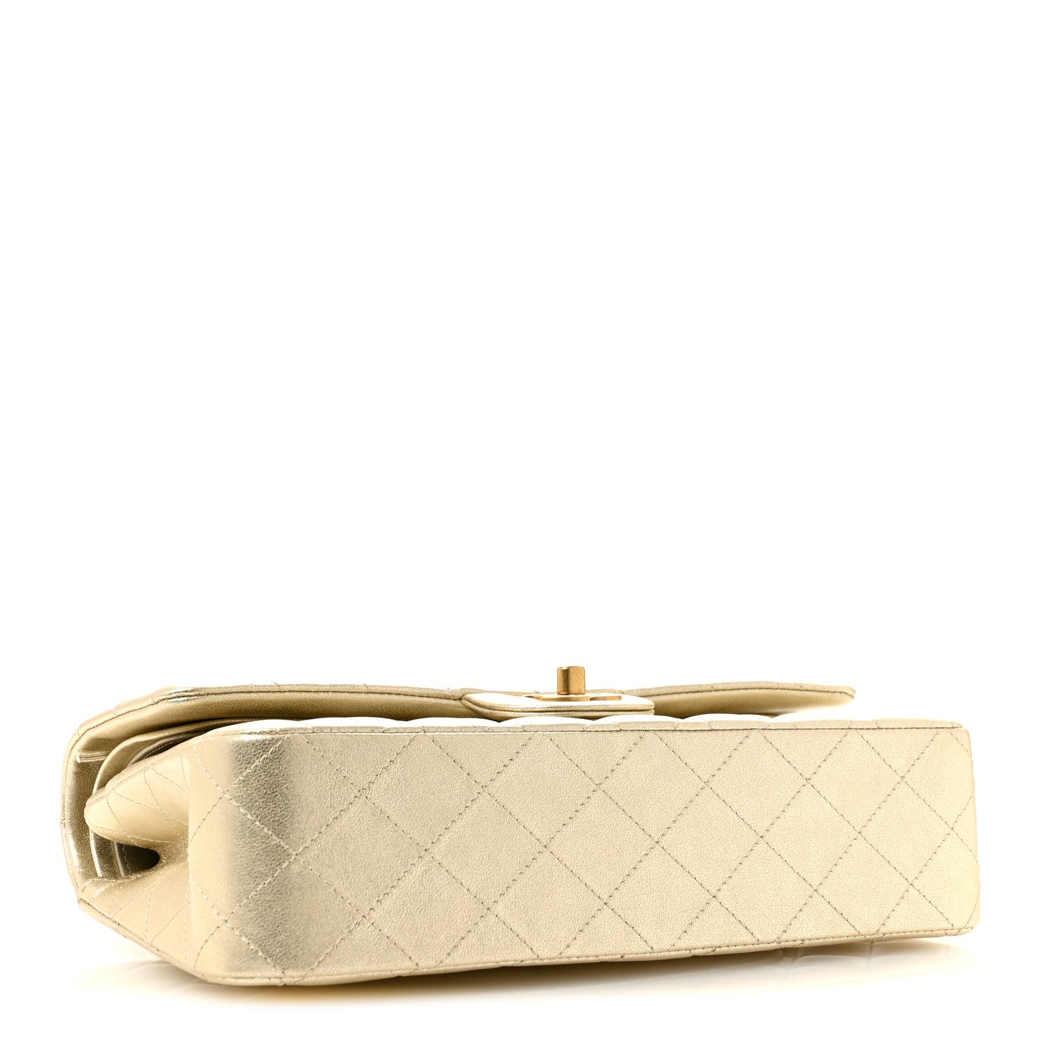 Metallic Lambskin Quilted Medium Double Flap Gold — view 4