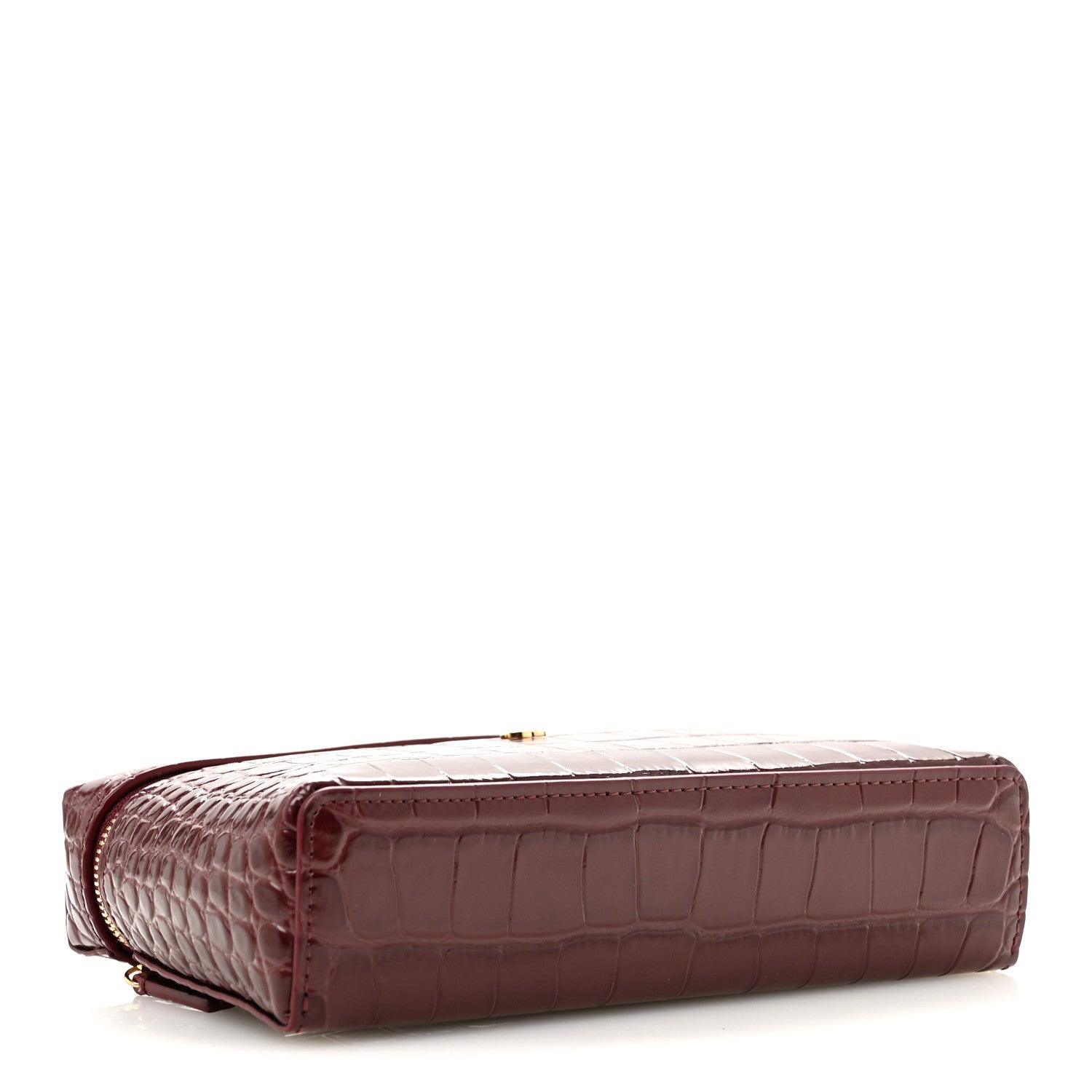 Calfskin Crocodile Embossed Crococo Exoticoco Vanity With Chain Dark Burgundy — view 4