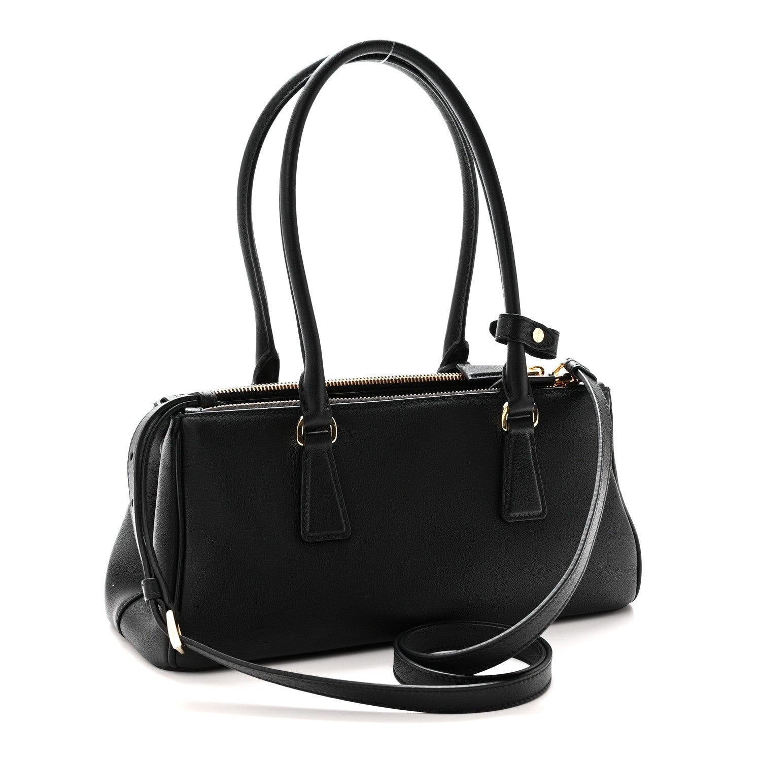 Soft Grain Medium East West Galleria Double Zip Bag Black — view 3