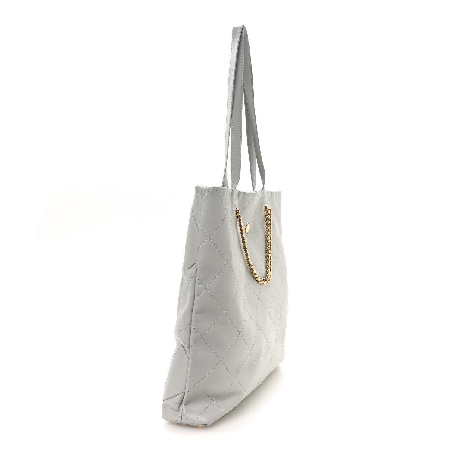 Calfskin Stitched CC Shopper Tote Light Grey — view 3