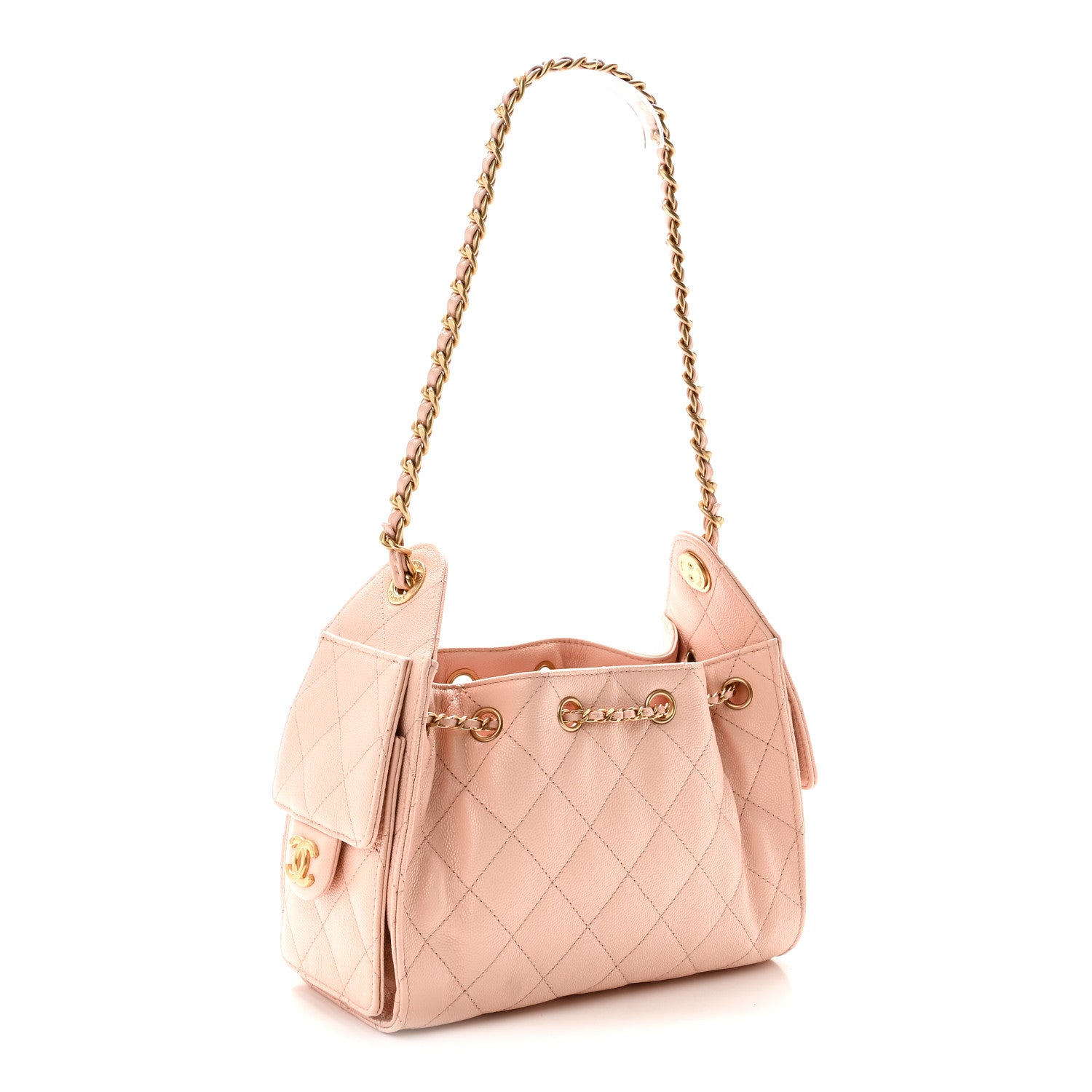 Caviar Quilted Mini Chanel 25 Handbag Light Pink — view 3