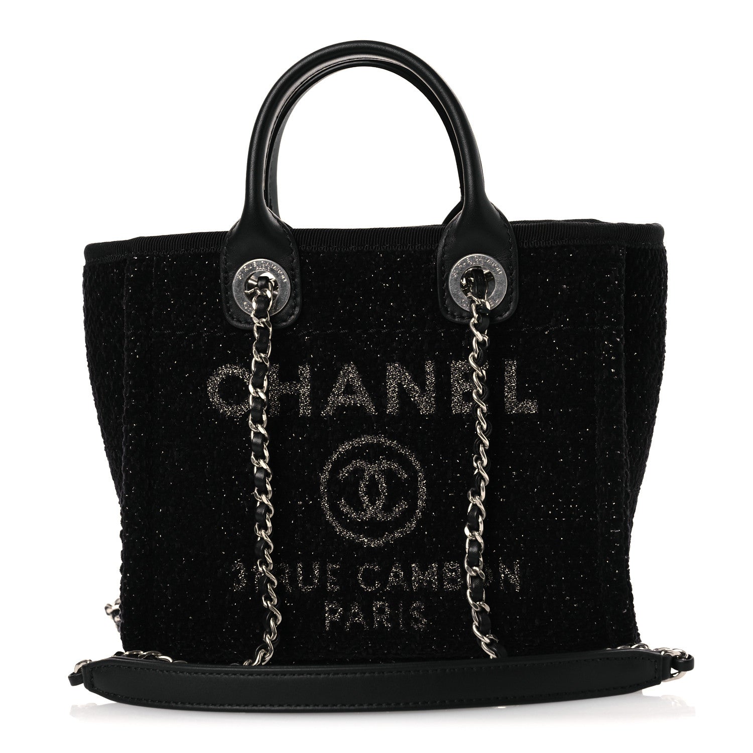 Lurex Canvas Mini Deauville Tote Black