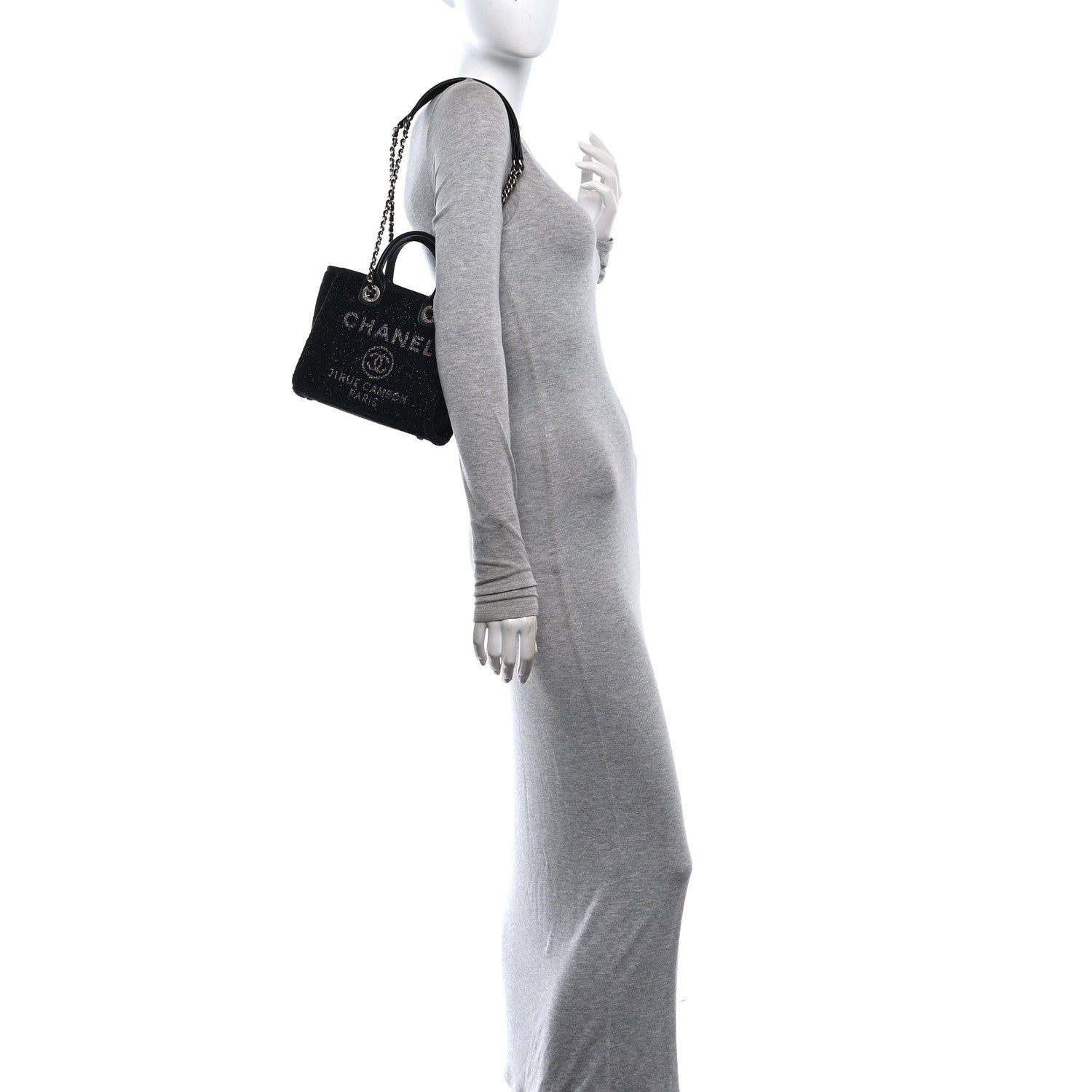 Lurex Canvas Mini Deauville Tote Black — view 2