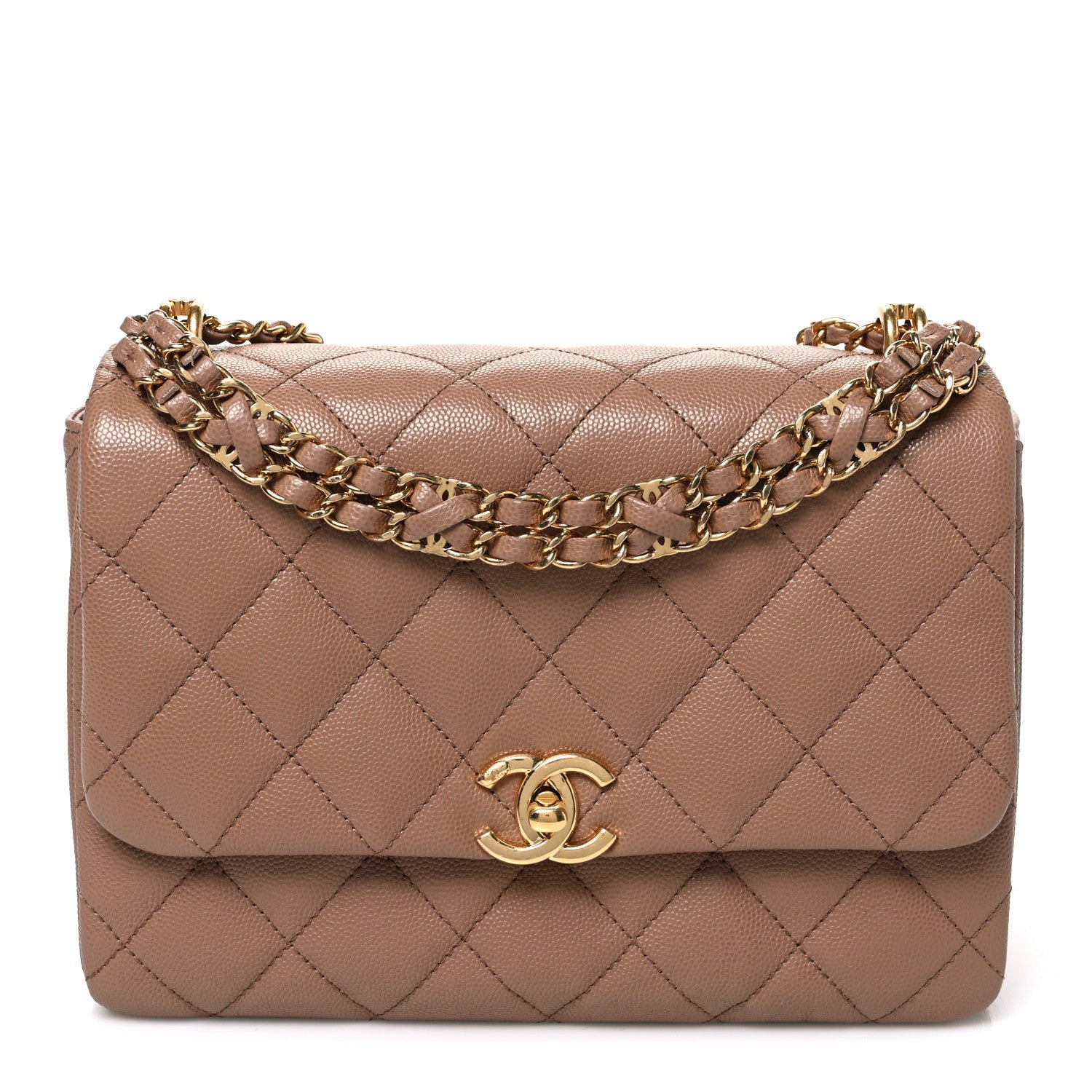 Caviar Quilted Coco First Flap Beige