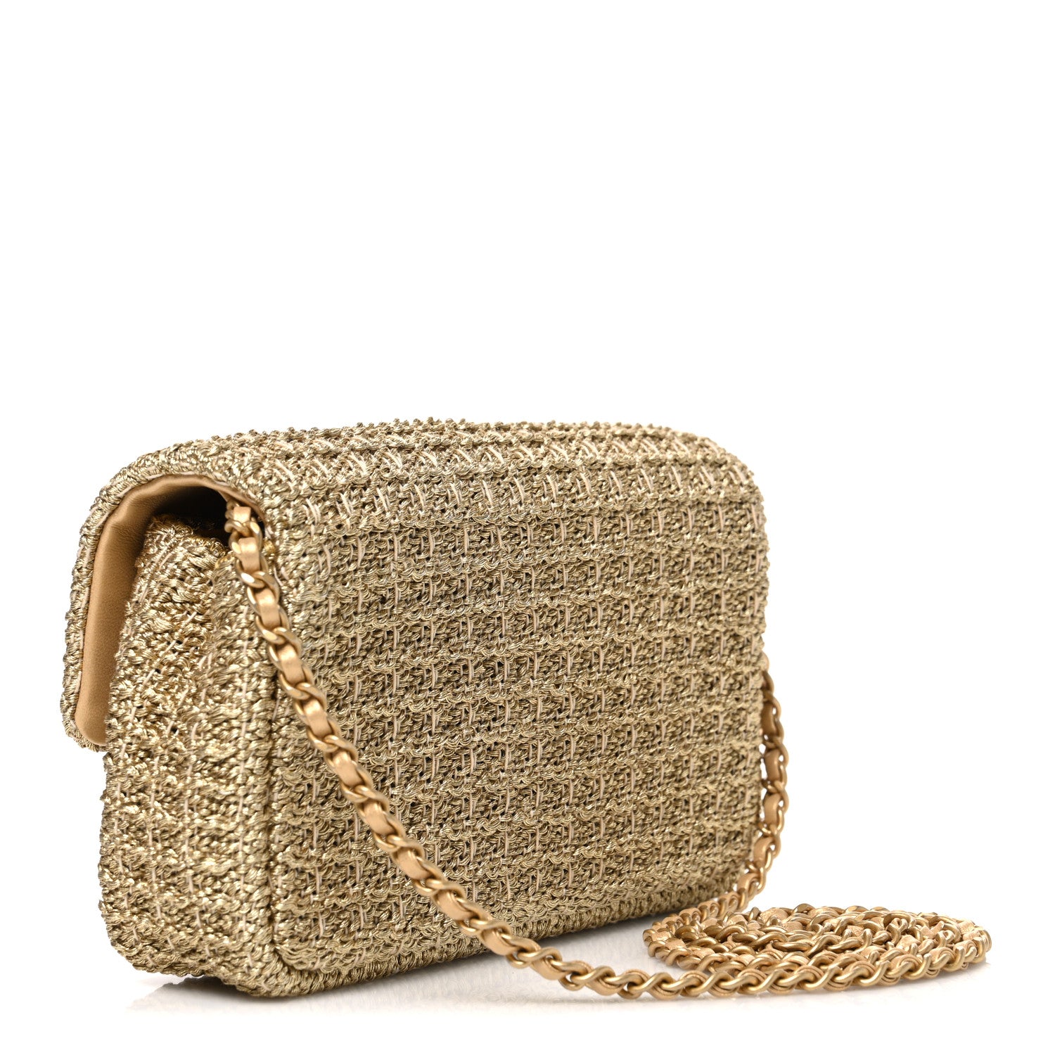 Metallic Woven Fabric Mini Rectangular Flap Gold — view 2