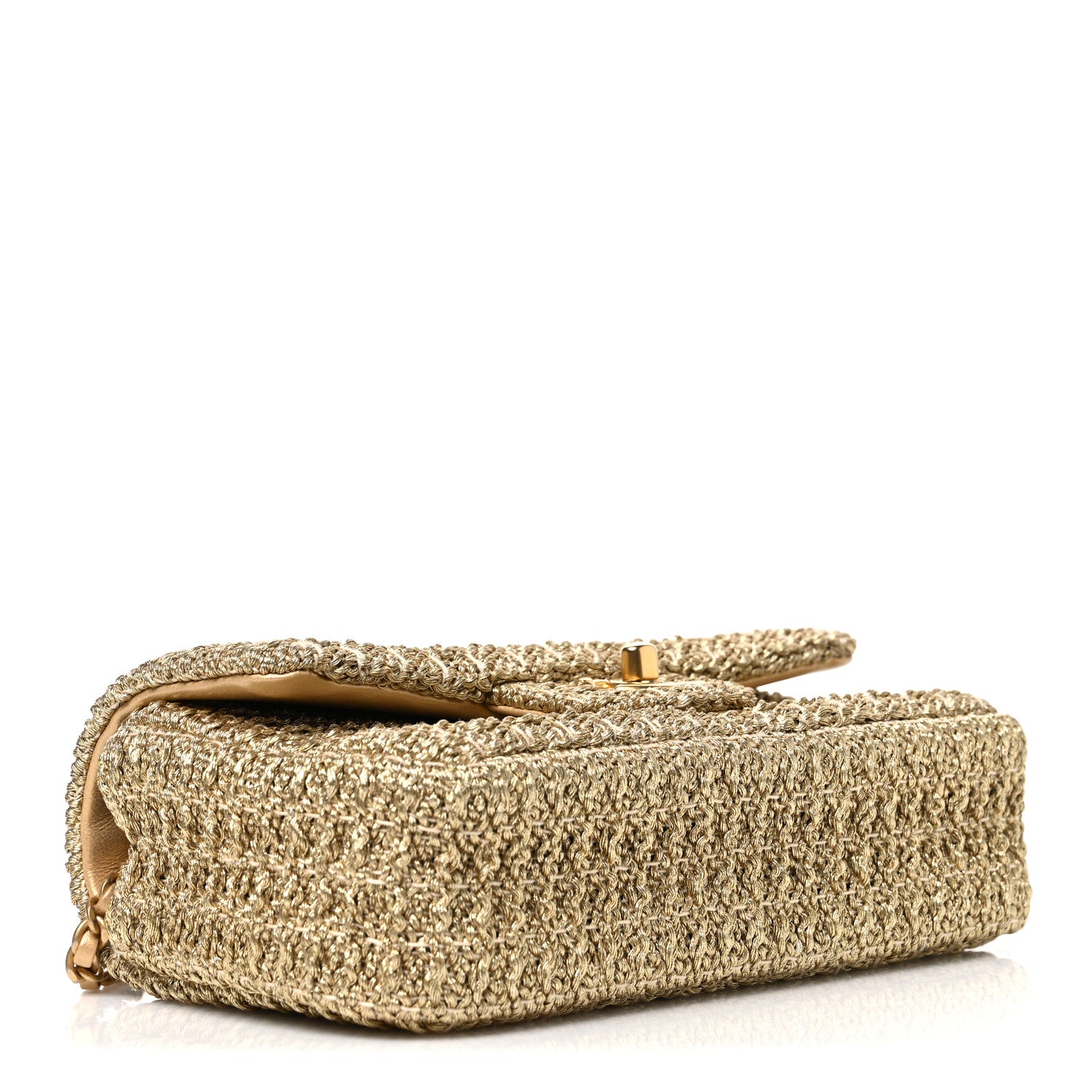 Metallic Woven Fabric Mini Rectangular Flap Gold — view 3