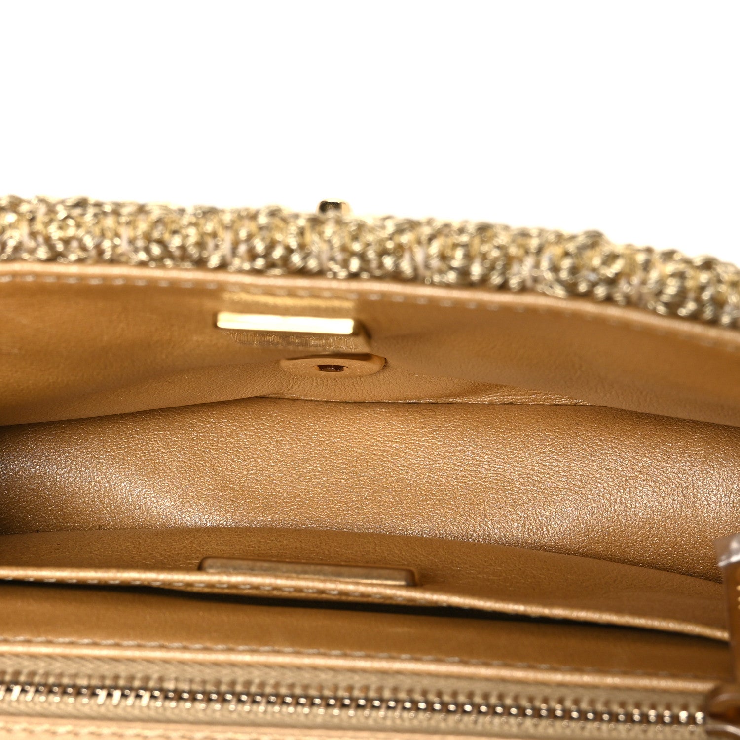 Metallic Woven Fabric Mini Rectangular Flap Gold — view 4