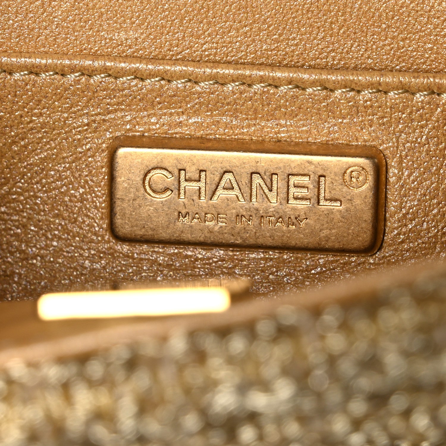 Metallic Woven Fabric Mini Rectangular Flap Gold — view 5