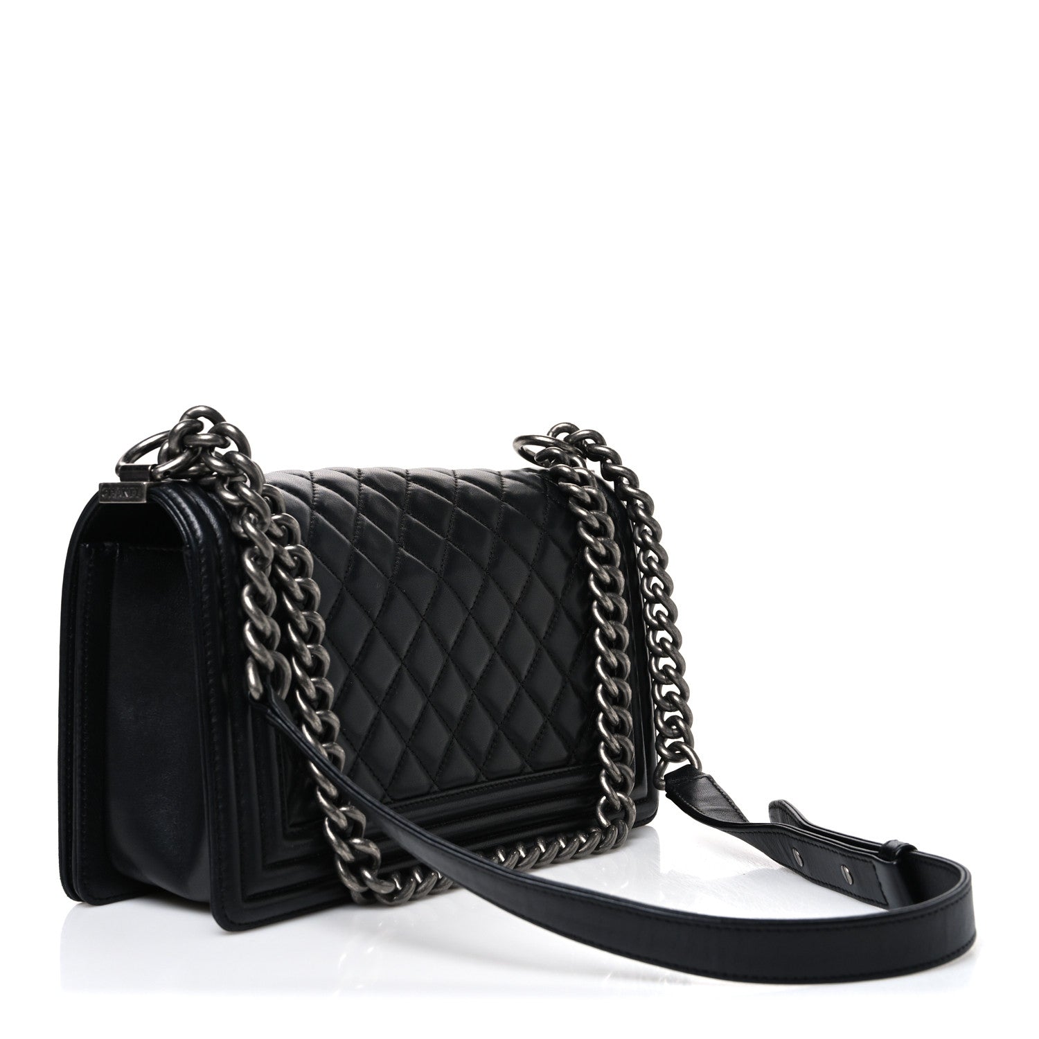 Lambskin Quilted Medium Boy Flap Black — view 3