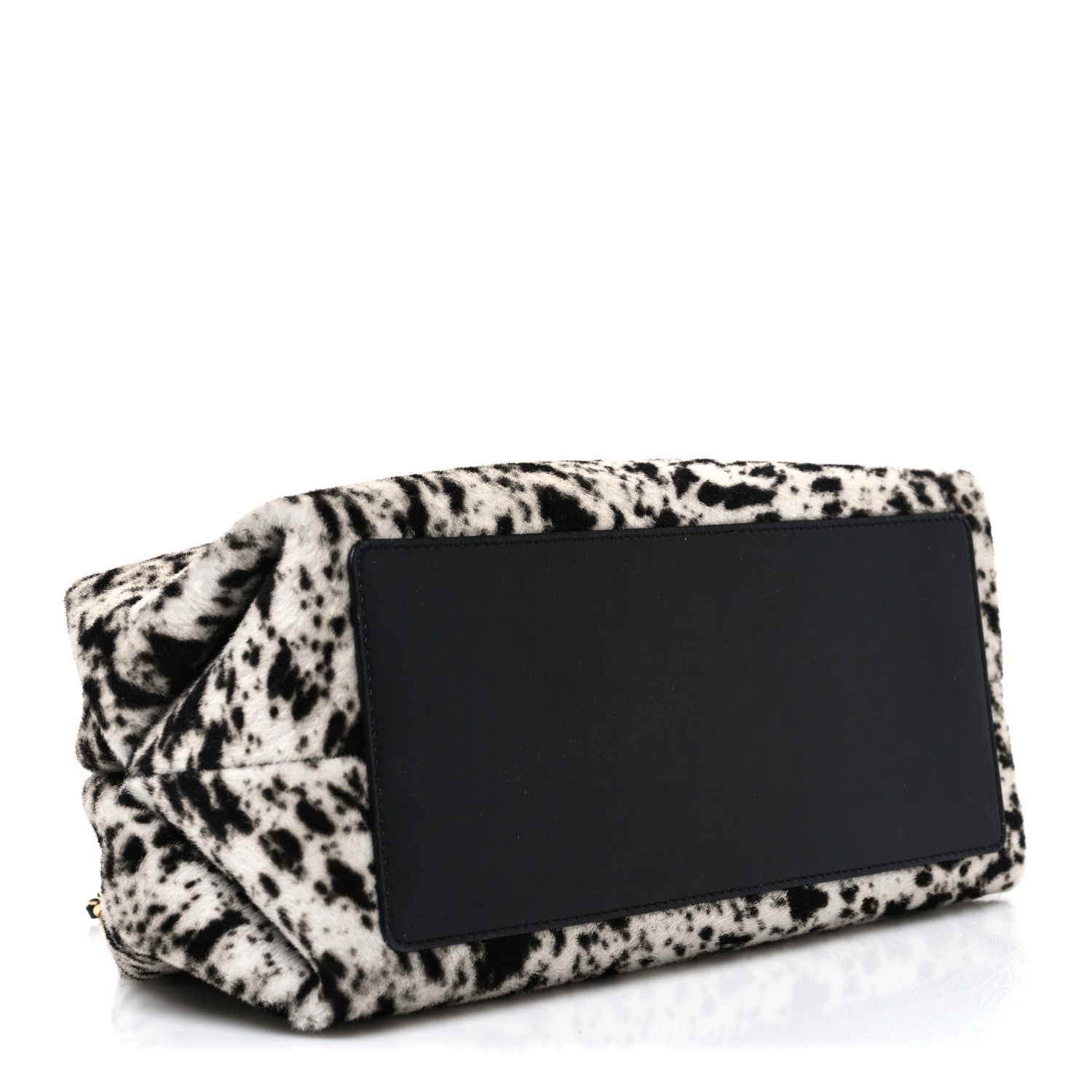 Lambskin Pony Hair Printed Clutch With Chain Black White — view 4