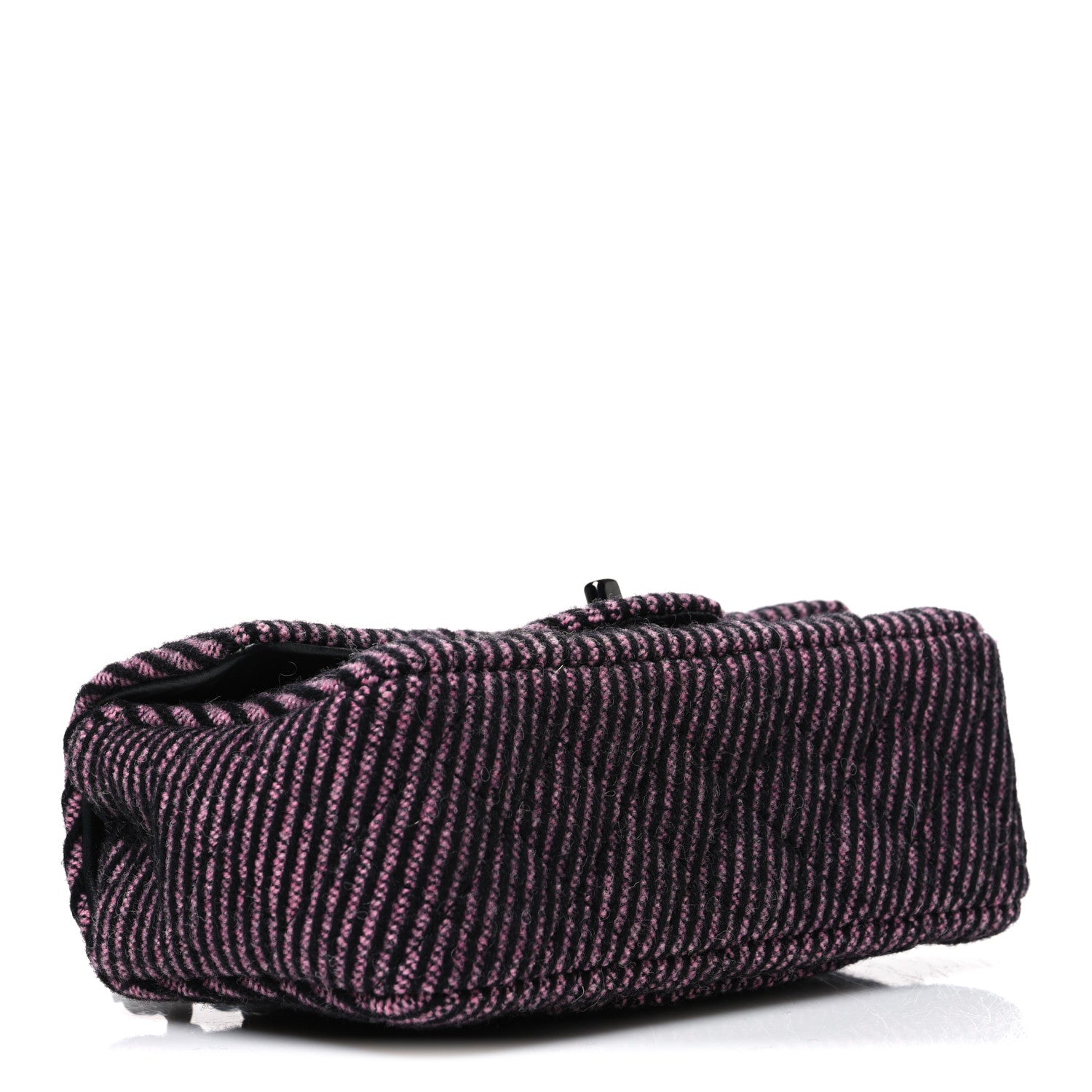 Wool Tweed Quilted Mini Rectangular Flap Pink Black — view 3