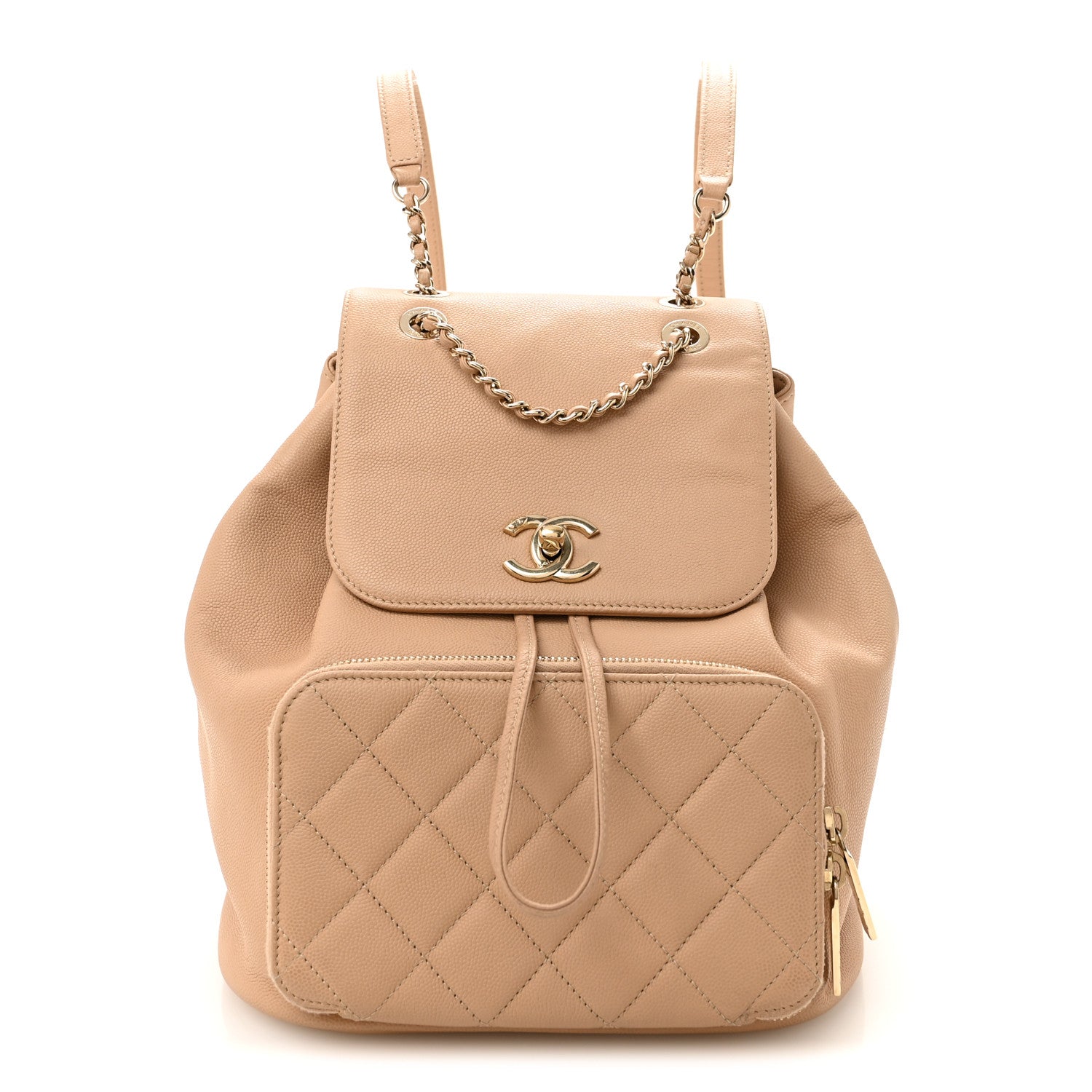 Caviar Quilted Business Affinity Backpack Beige