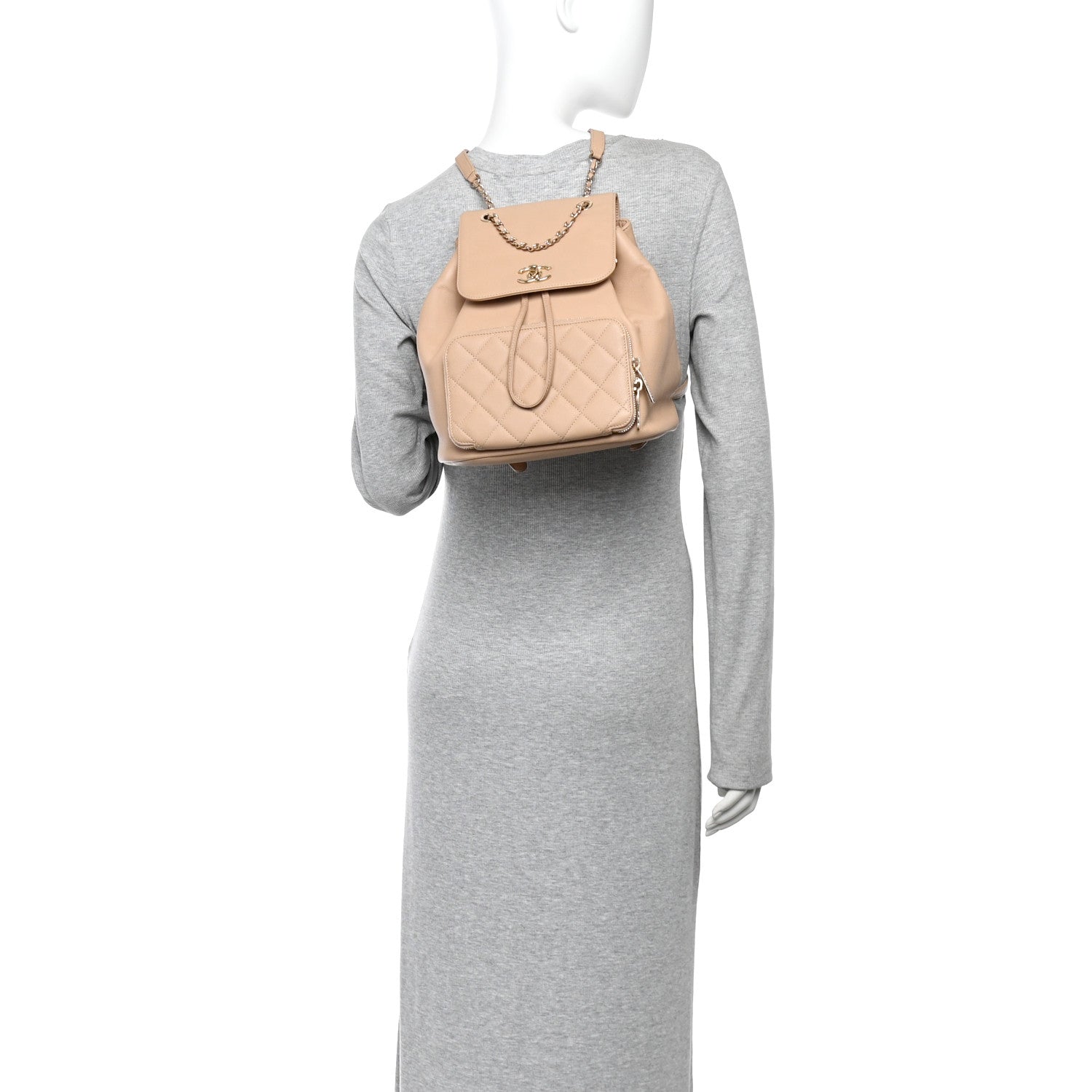 Caviar Quilted Business Affinity Backpack Beige — view 2