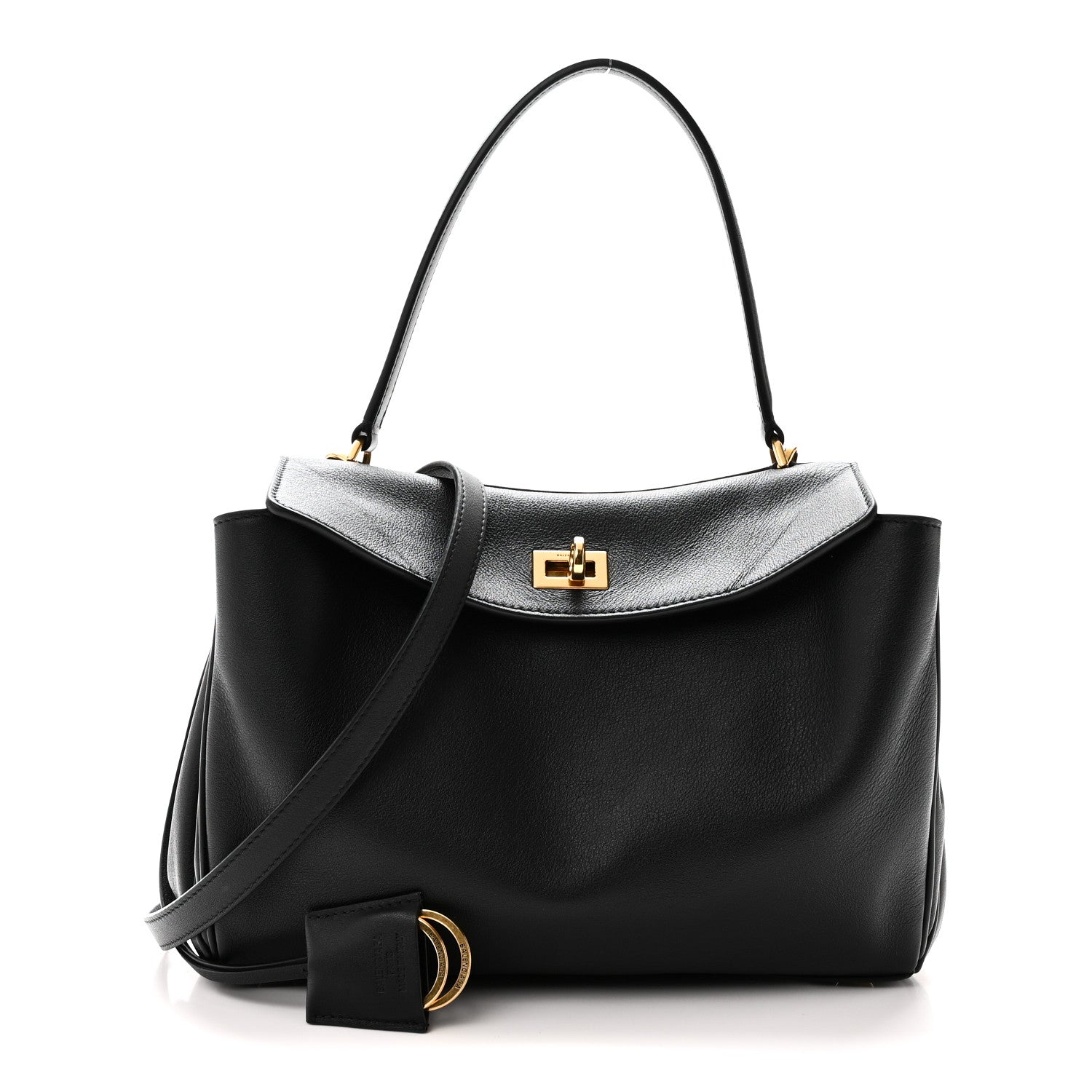 Natural Smooth Calfskin Small Rodeo Top Handle Handbag Black