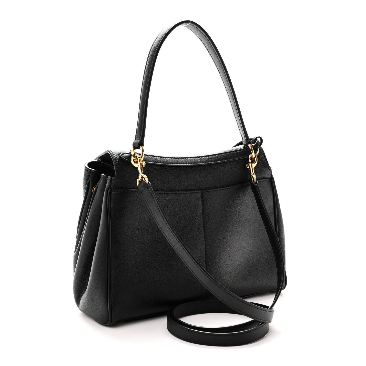 Natural Smooth Calfskin Small Rodeo Top Handle Handbag Black — view 3