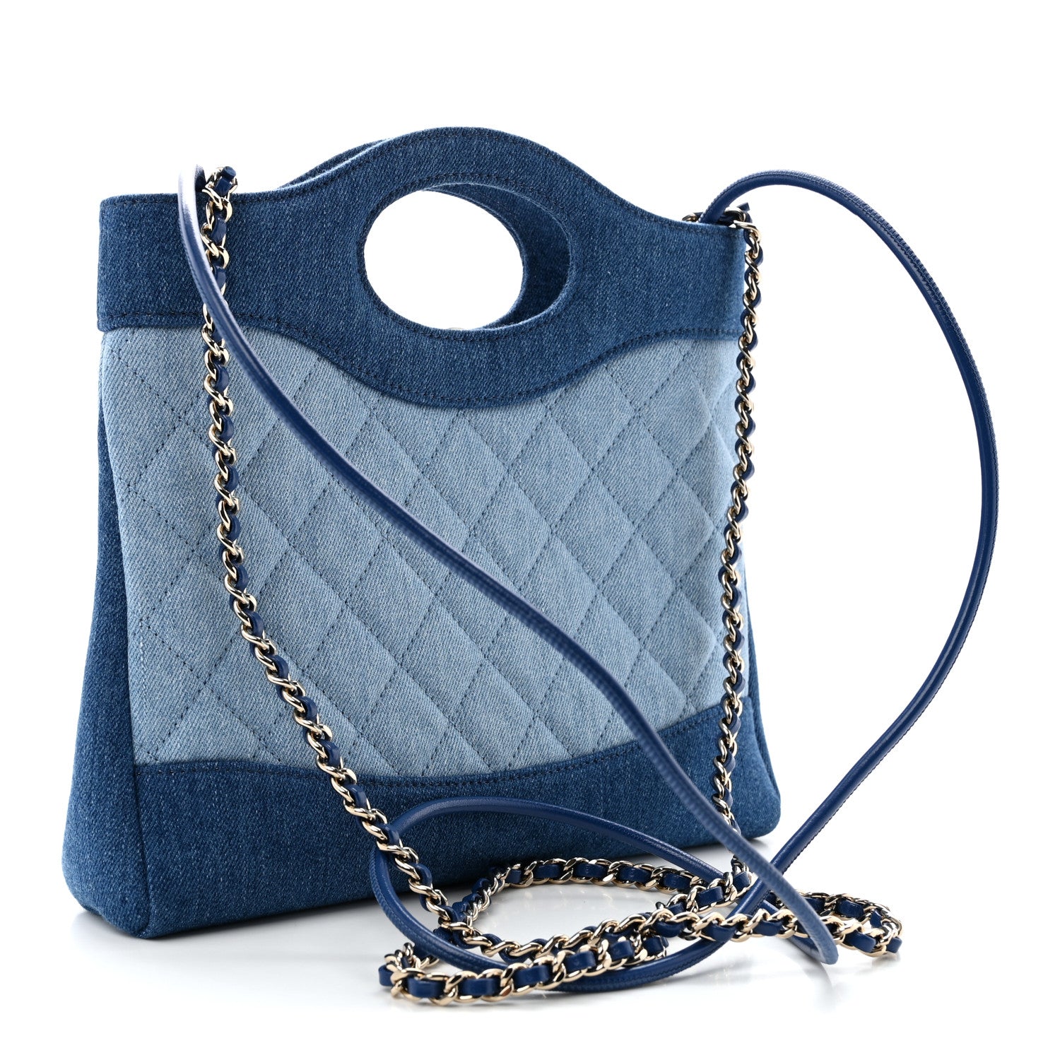 Denim Quilted Mini 31 Shopping Bag  Light Blue Dark Blue — view 3