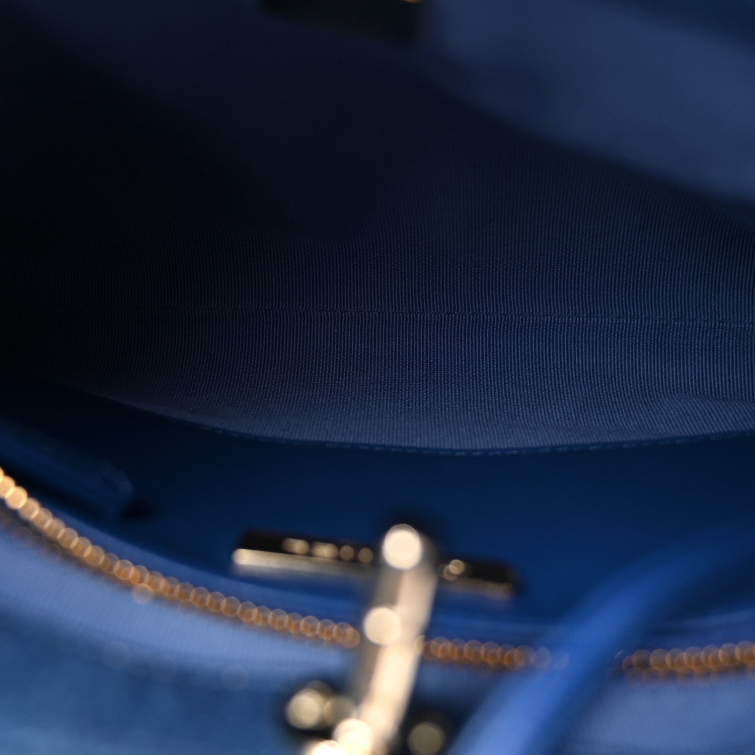 Denim Quilted Mini 31 Shopping Bag  Light Blue Dark Blue — view 5