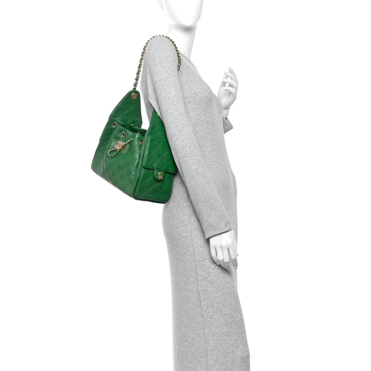 Caviar Quilted Small Chanel 25 Handbag Green — view 2