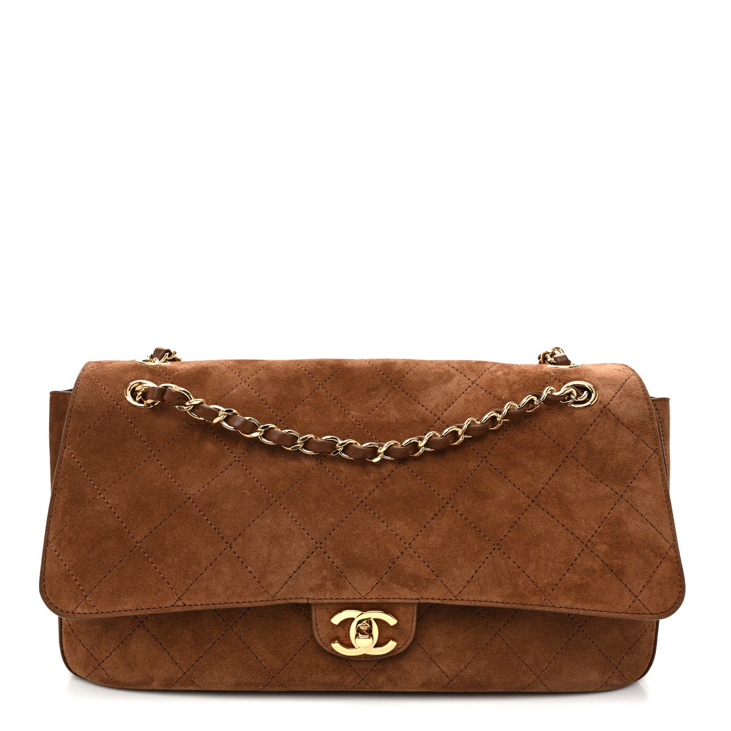Suede Calfskin Small Souplissimo Maxi Flap Camel