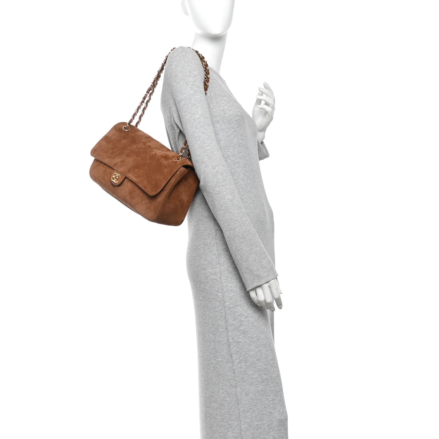 Suede Calfskin Small Souplissimo Maxi Flap Camel — view 2