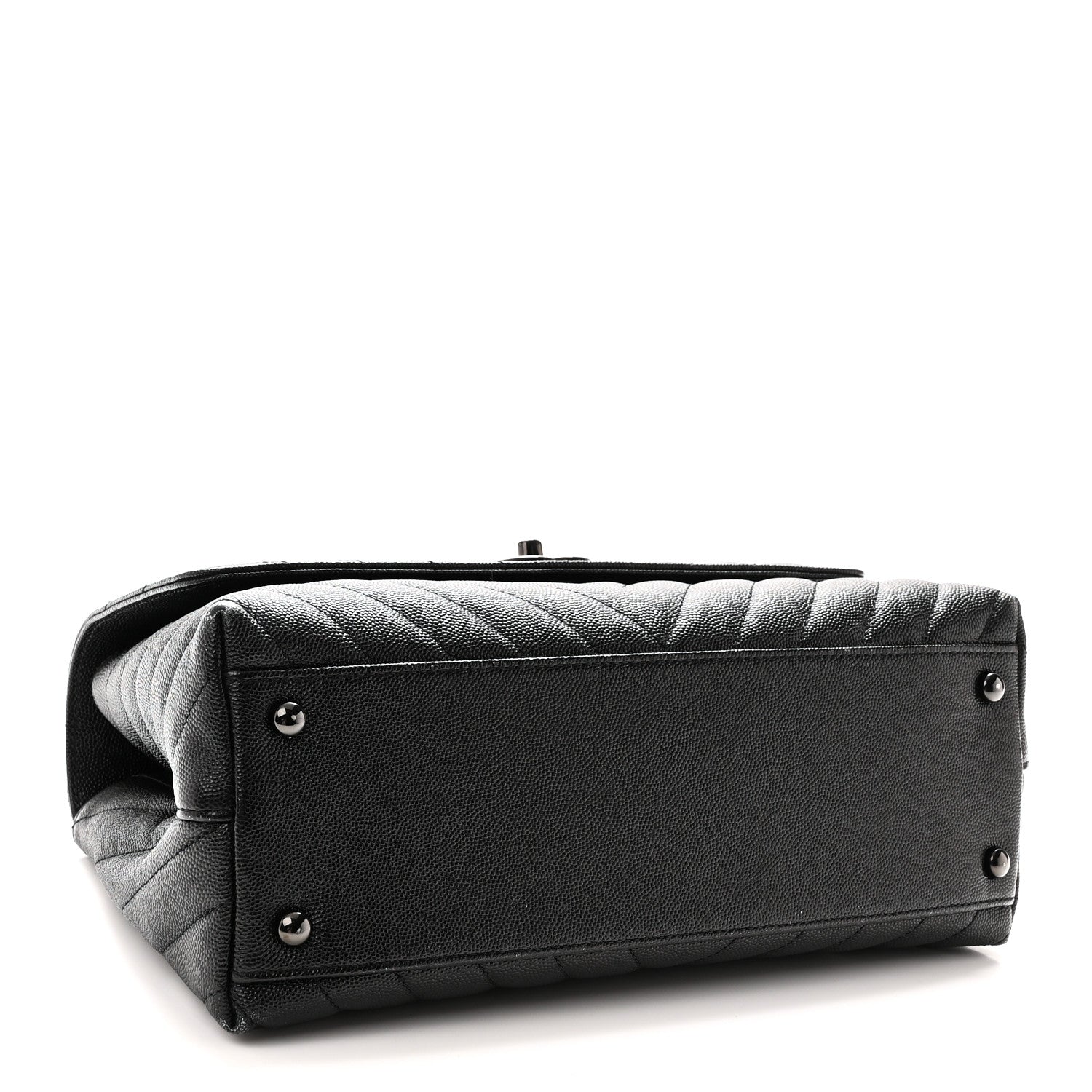 Caviar Chevron Quilted Small Coco Handle Flap So Black — view 4
